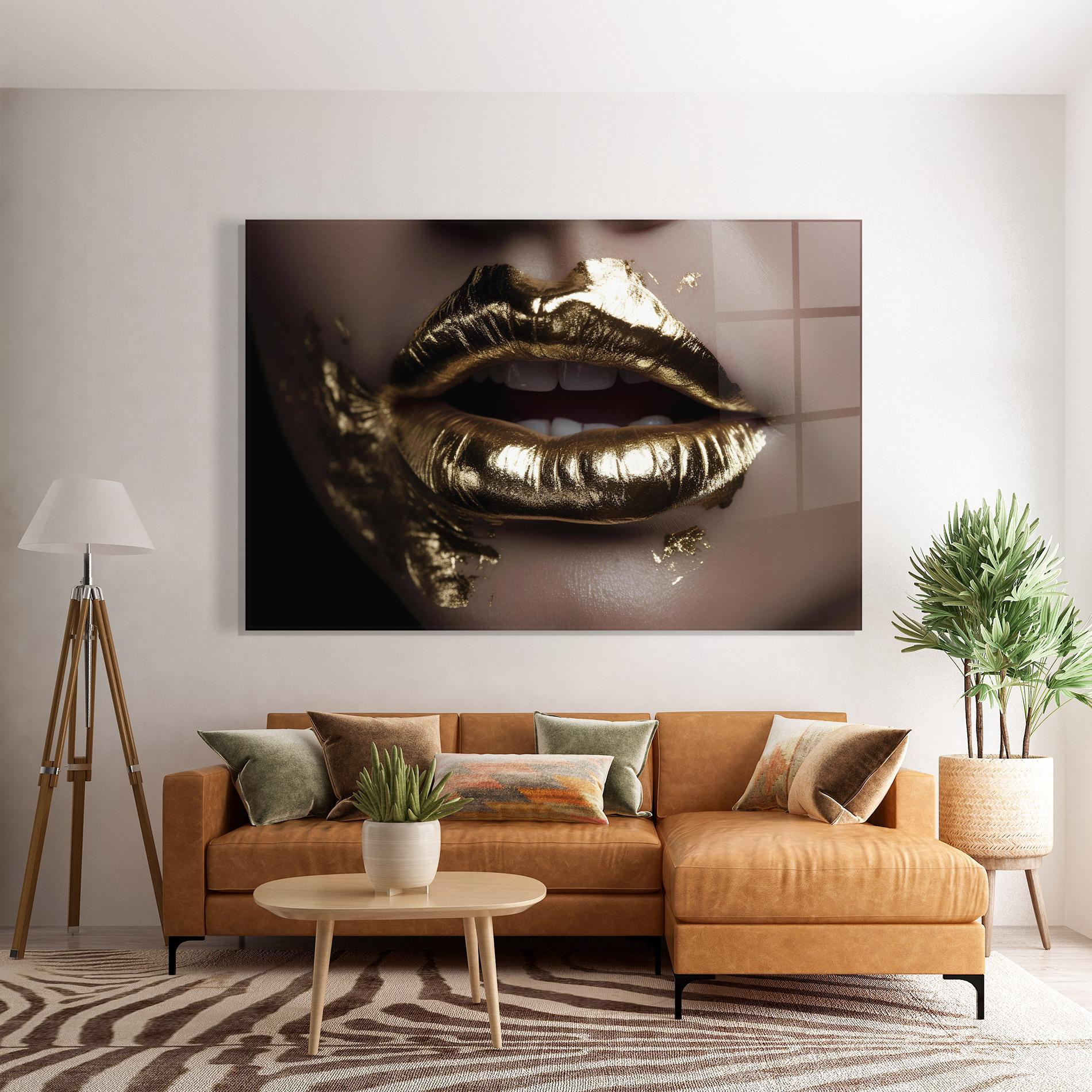 Üvegkép Gold Lips mockup 7