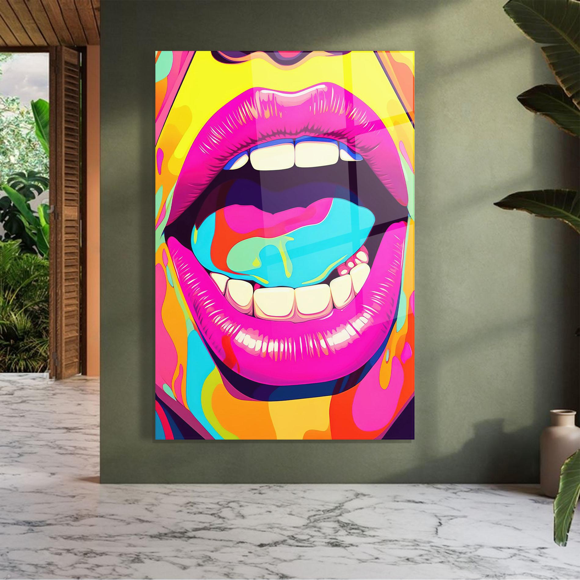 Üvegkép Pop Art Mouth mockup 7