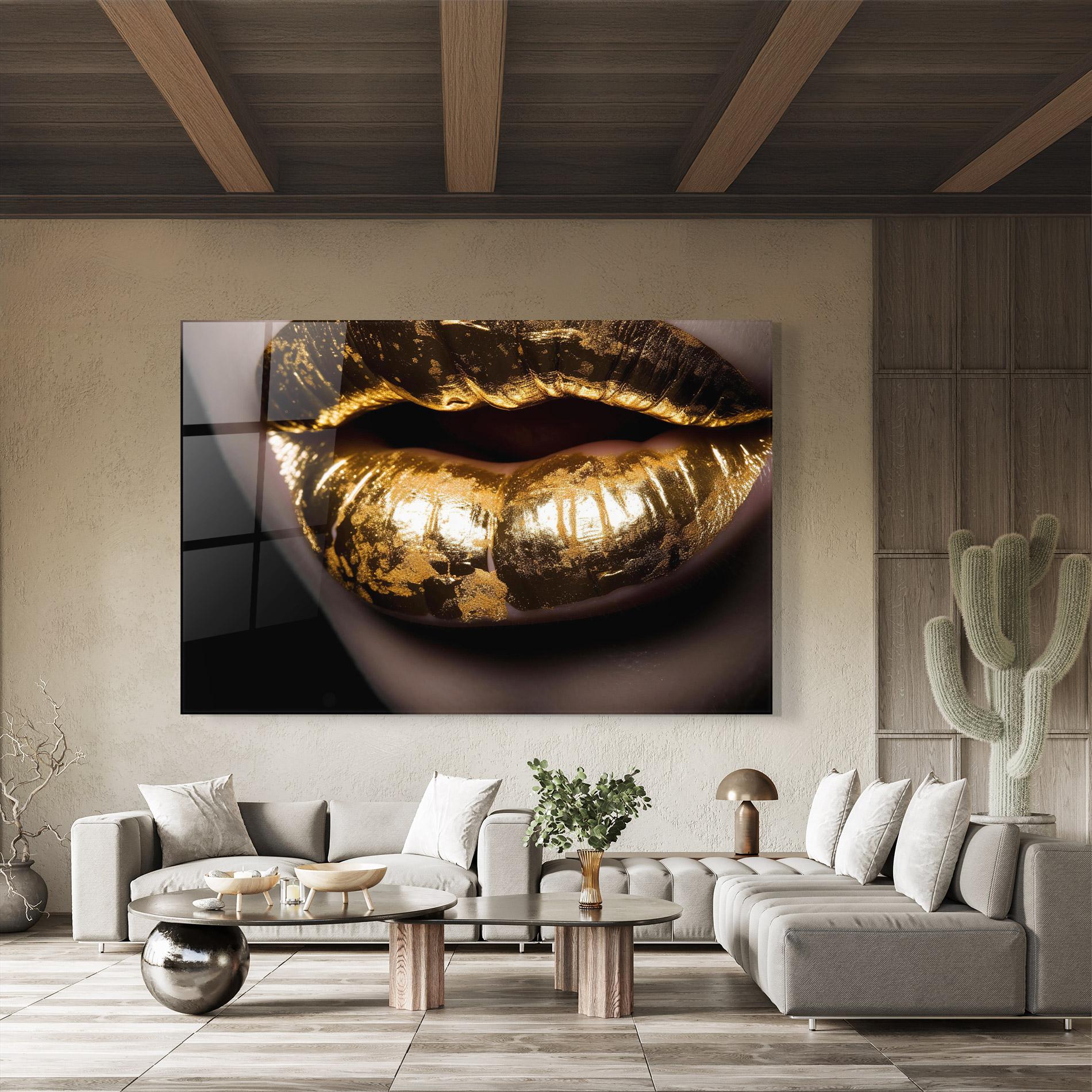 Üvegkép Big Gold Lips mockup 8