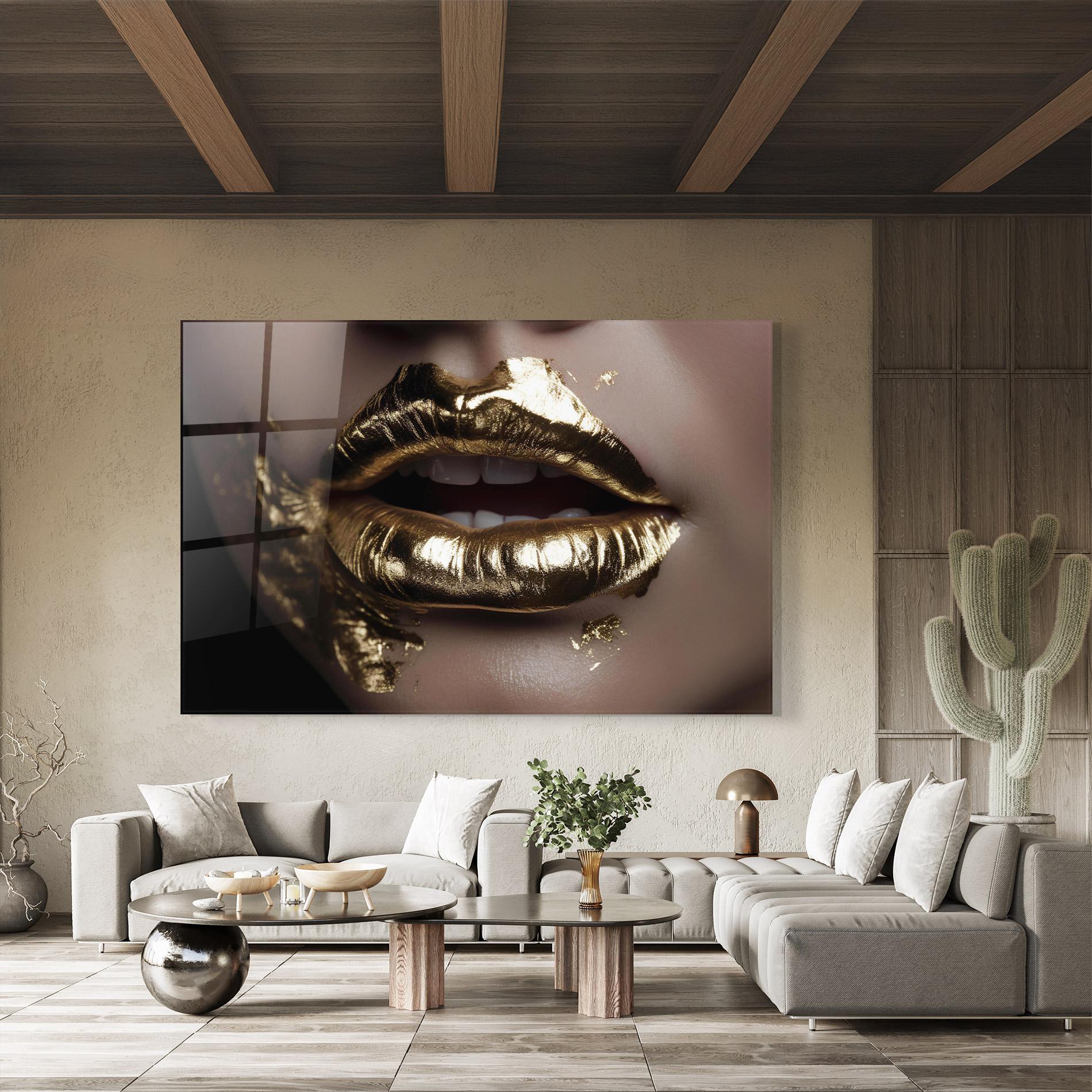Üvegkép Gold Lips mockup 8