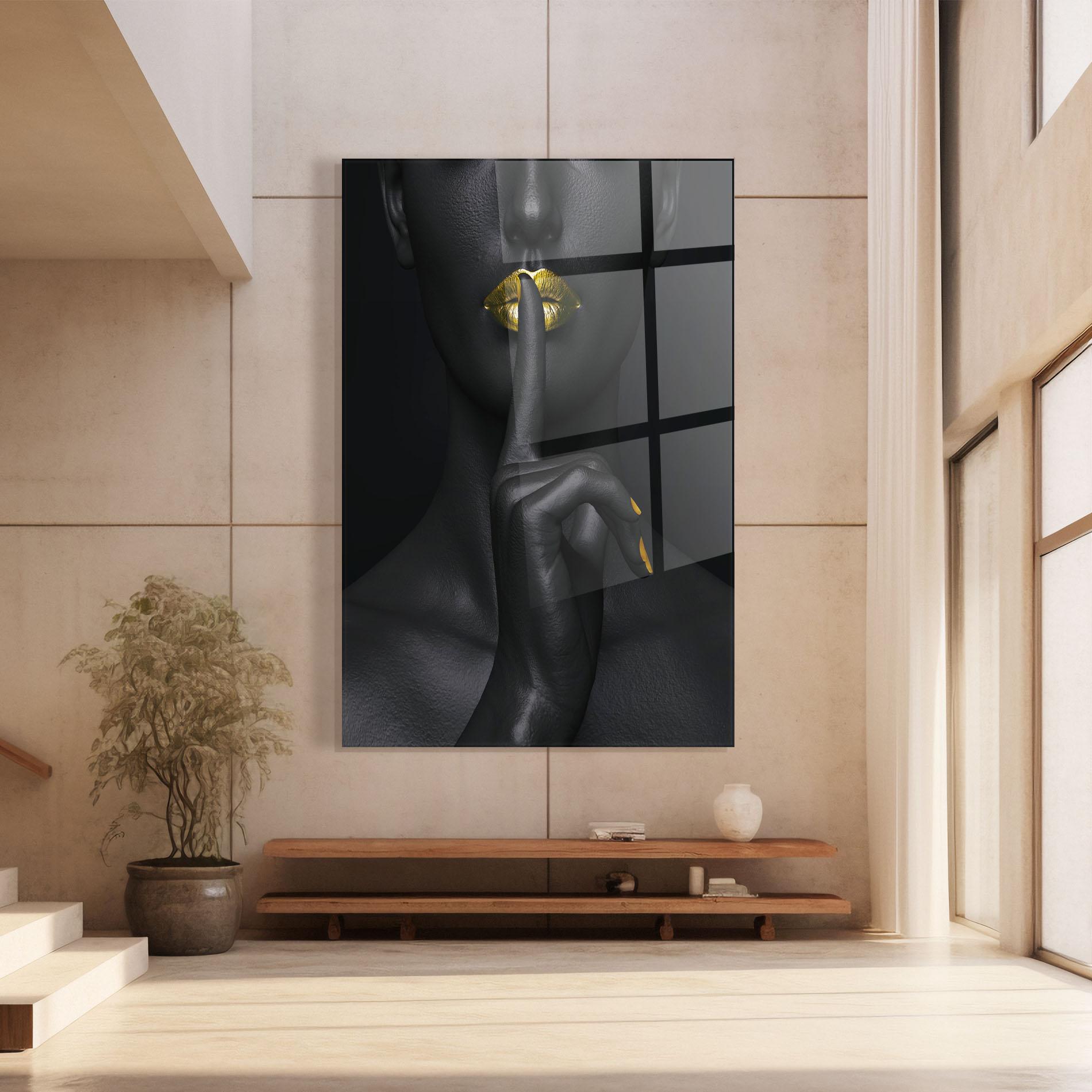 Üvegkép Silence Lips Portrait mockup 8