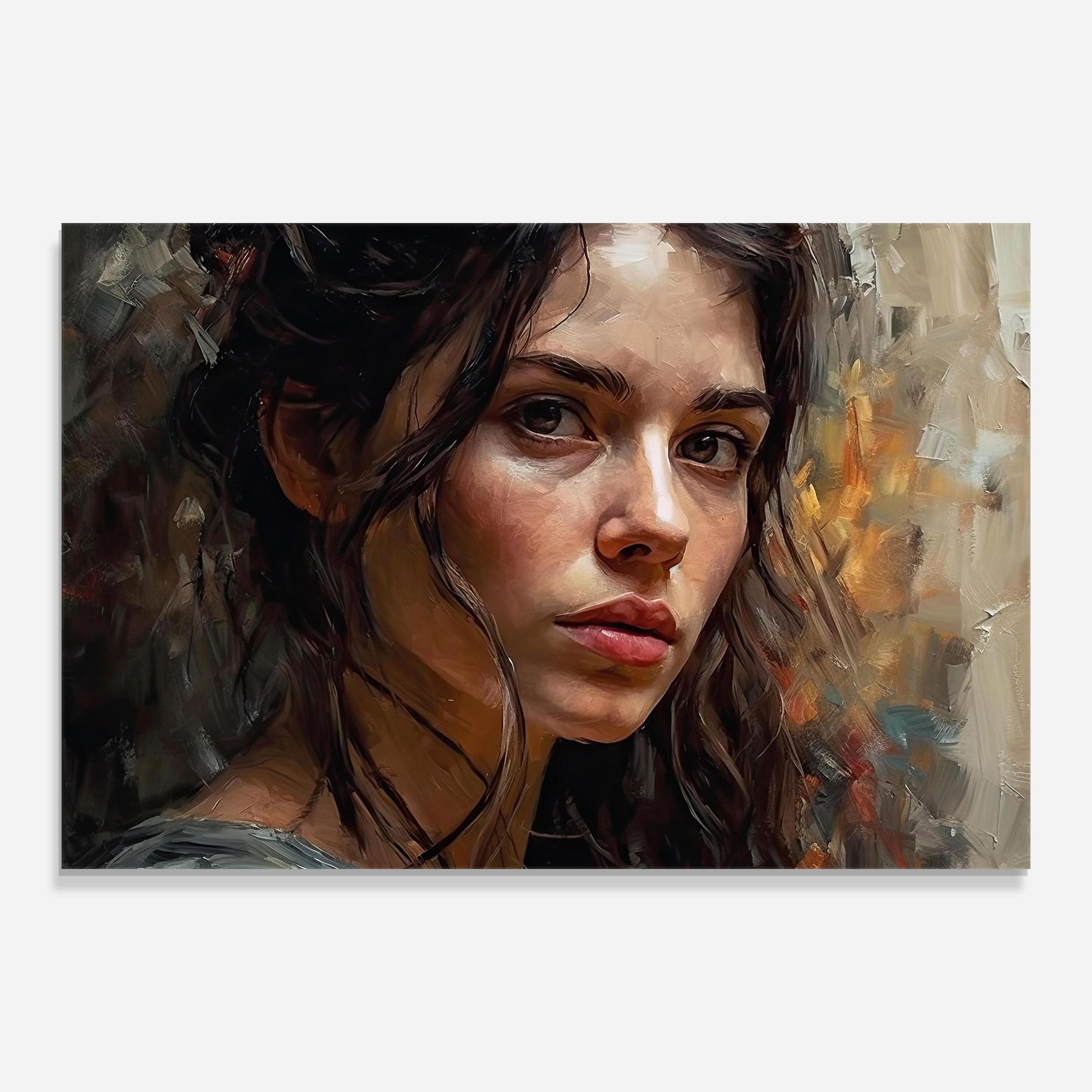 Üvegkép Closeup Impasto Portrait mockup 0