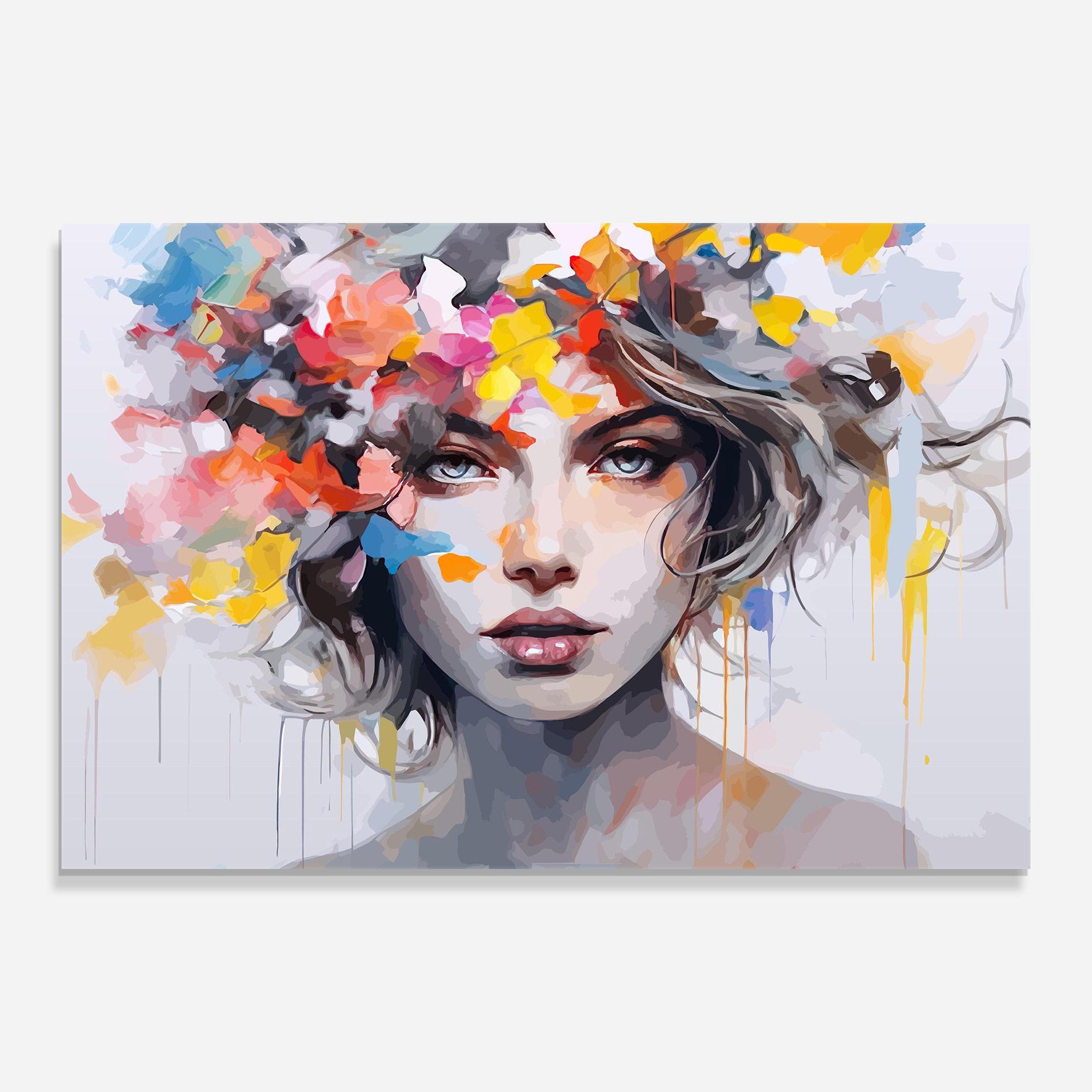 Üvegkép Colorful Hair Portrait mockup 0