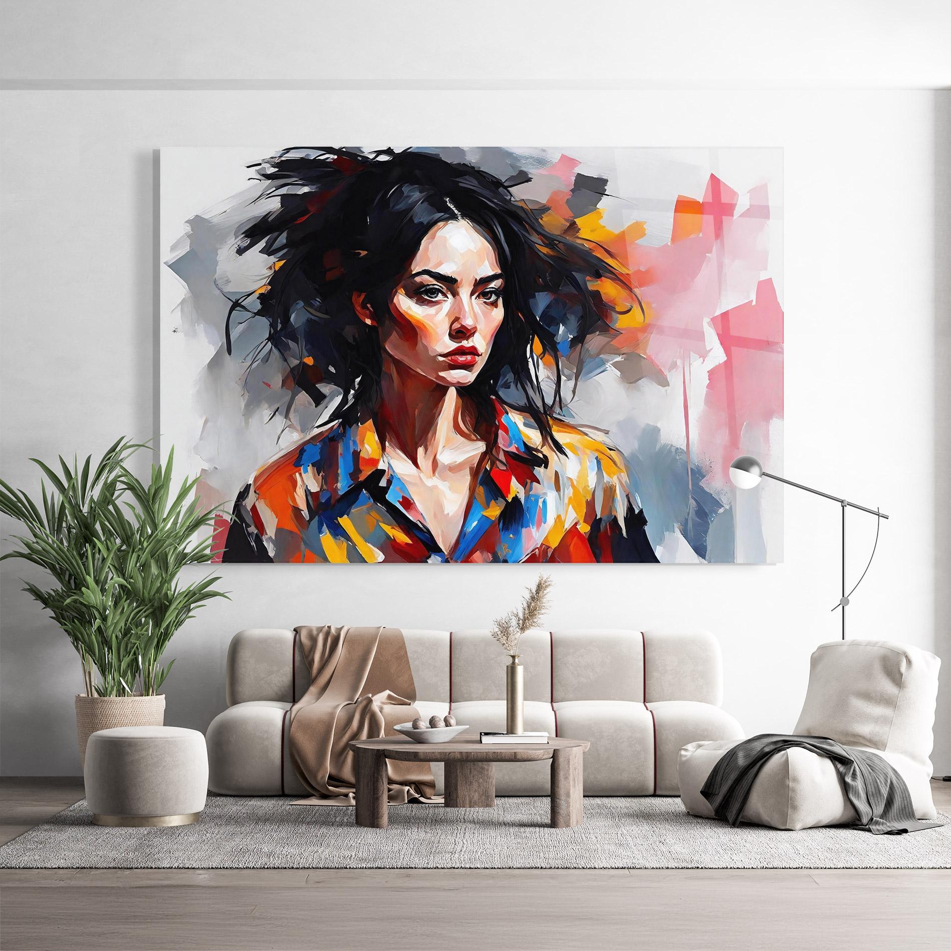 Üvegkép Artistic Oil Woman mockup 9