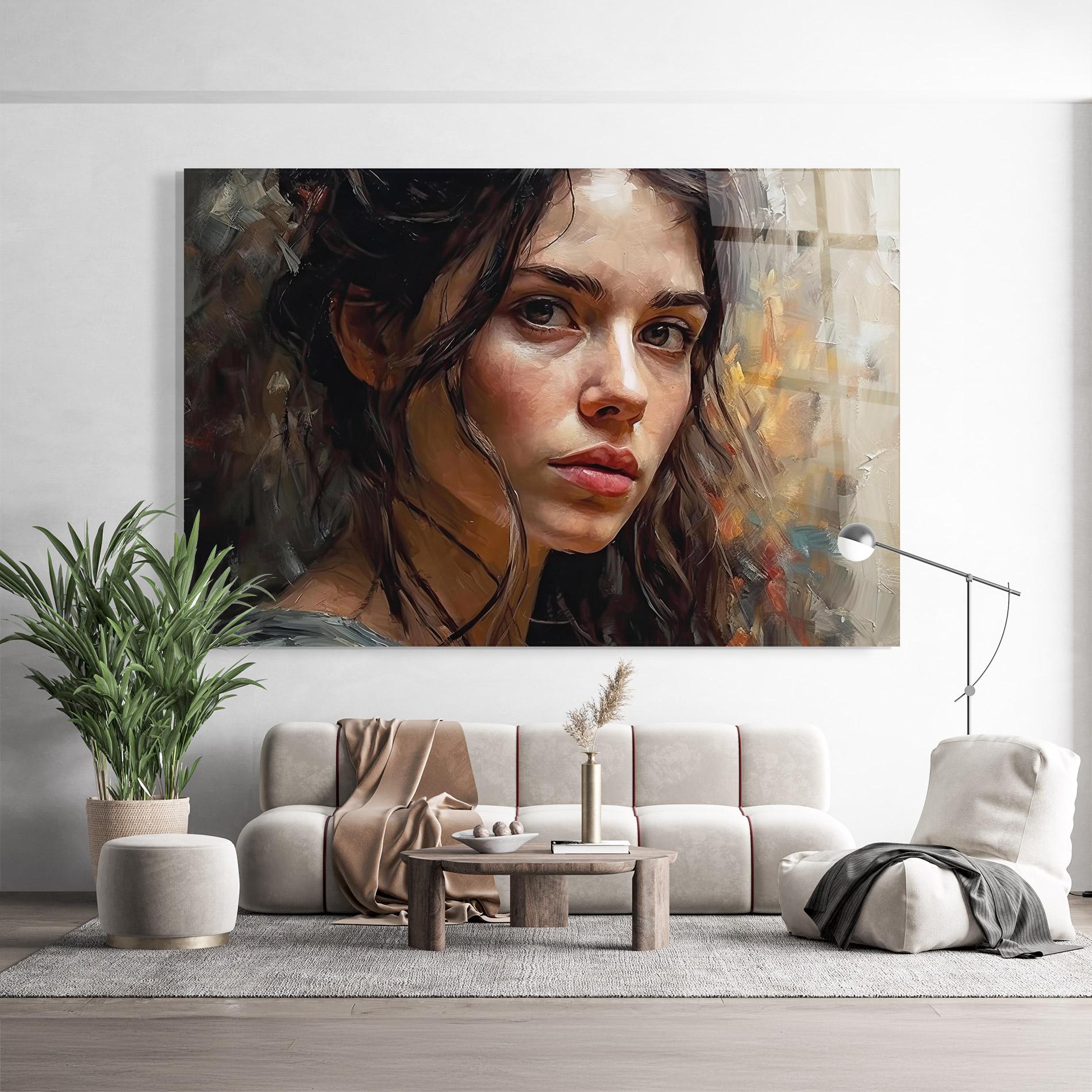 Üvegkép Closeup Impasto Portrait mockup 9