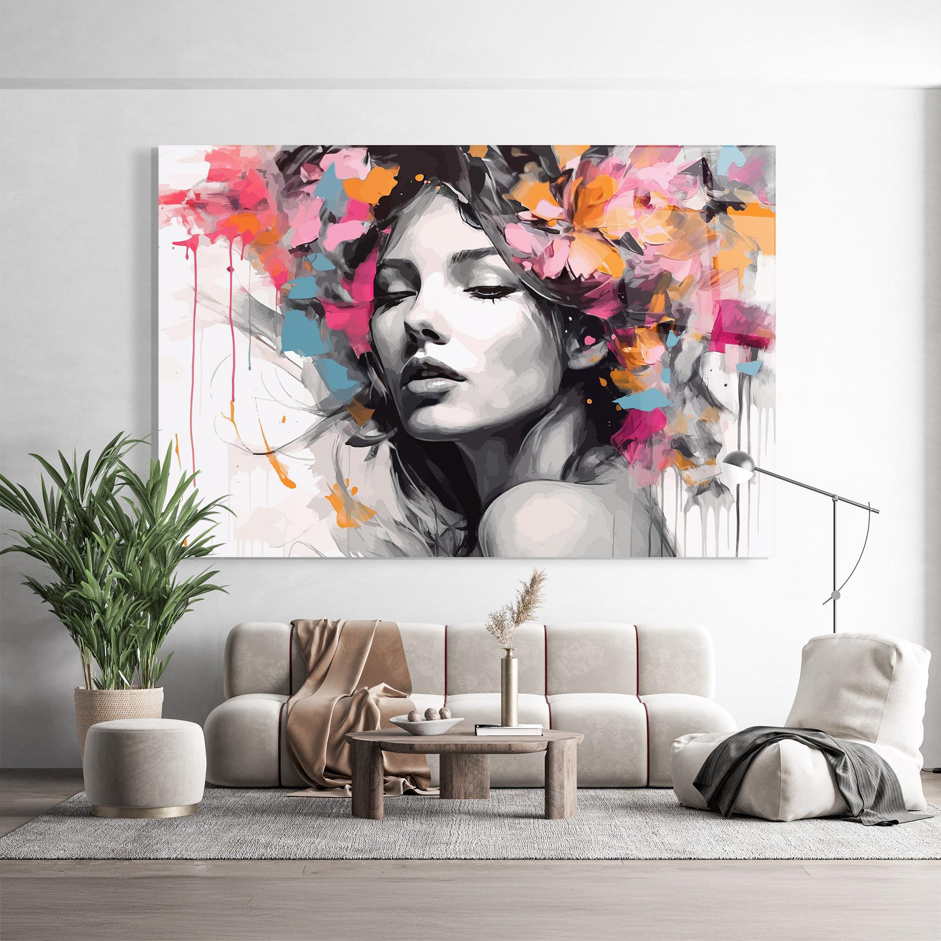 Üvegkép Colorful Flower Portrait mockup 9