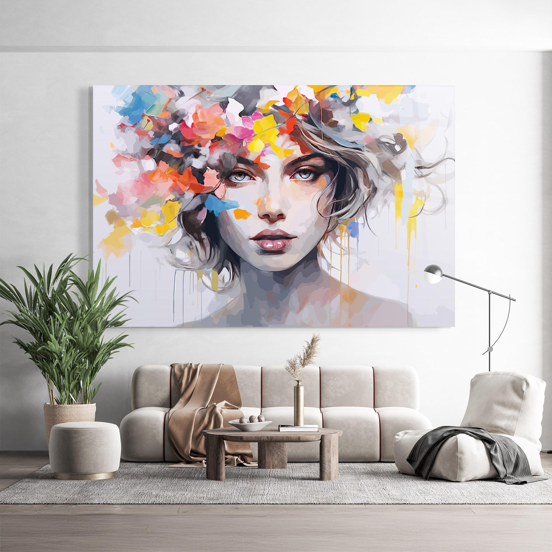 Üvegkép Colorful Hair Portrait mockup 9