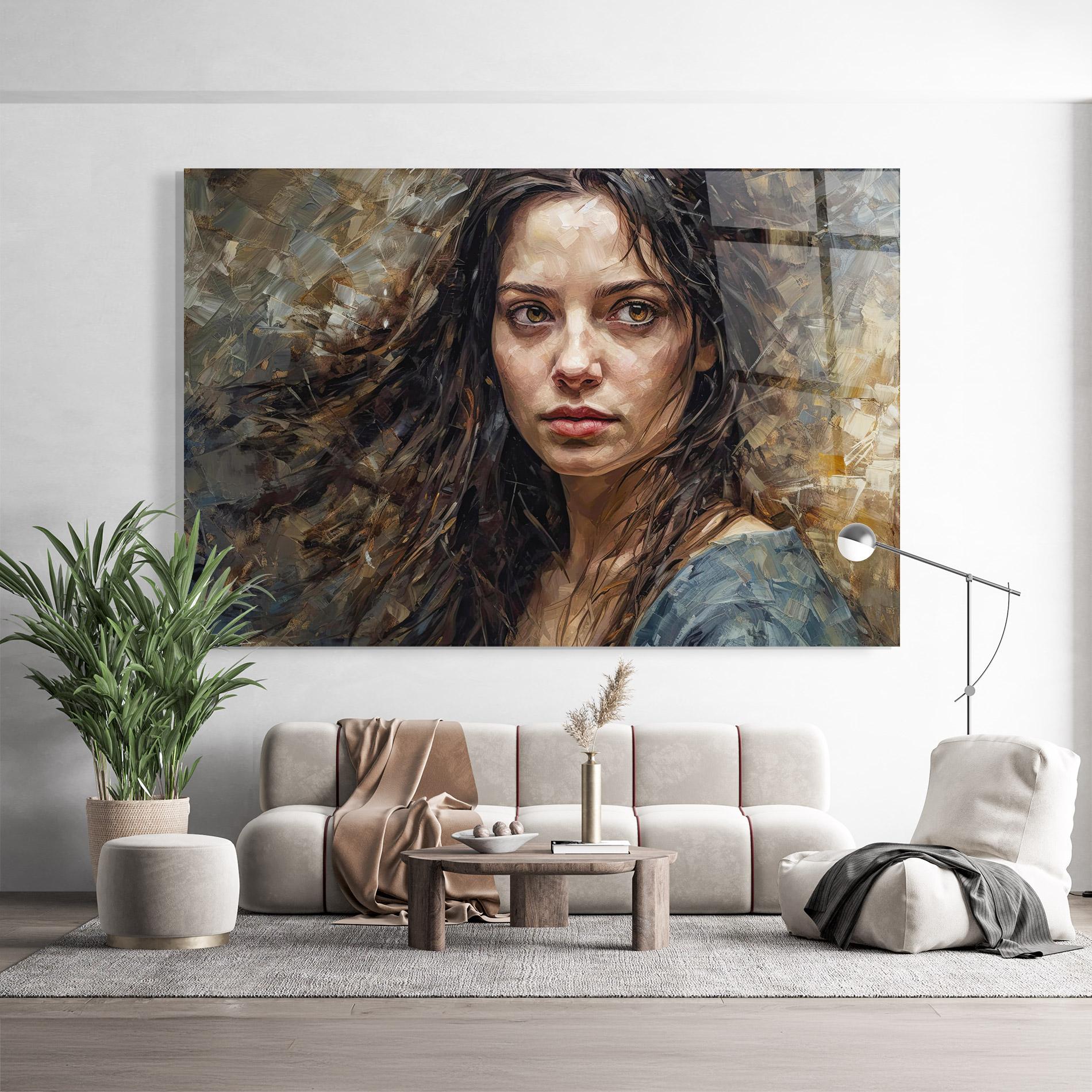 Üvegkép Darkhaired Woman Portrait mockup 9