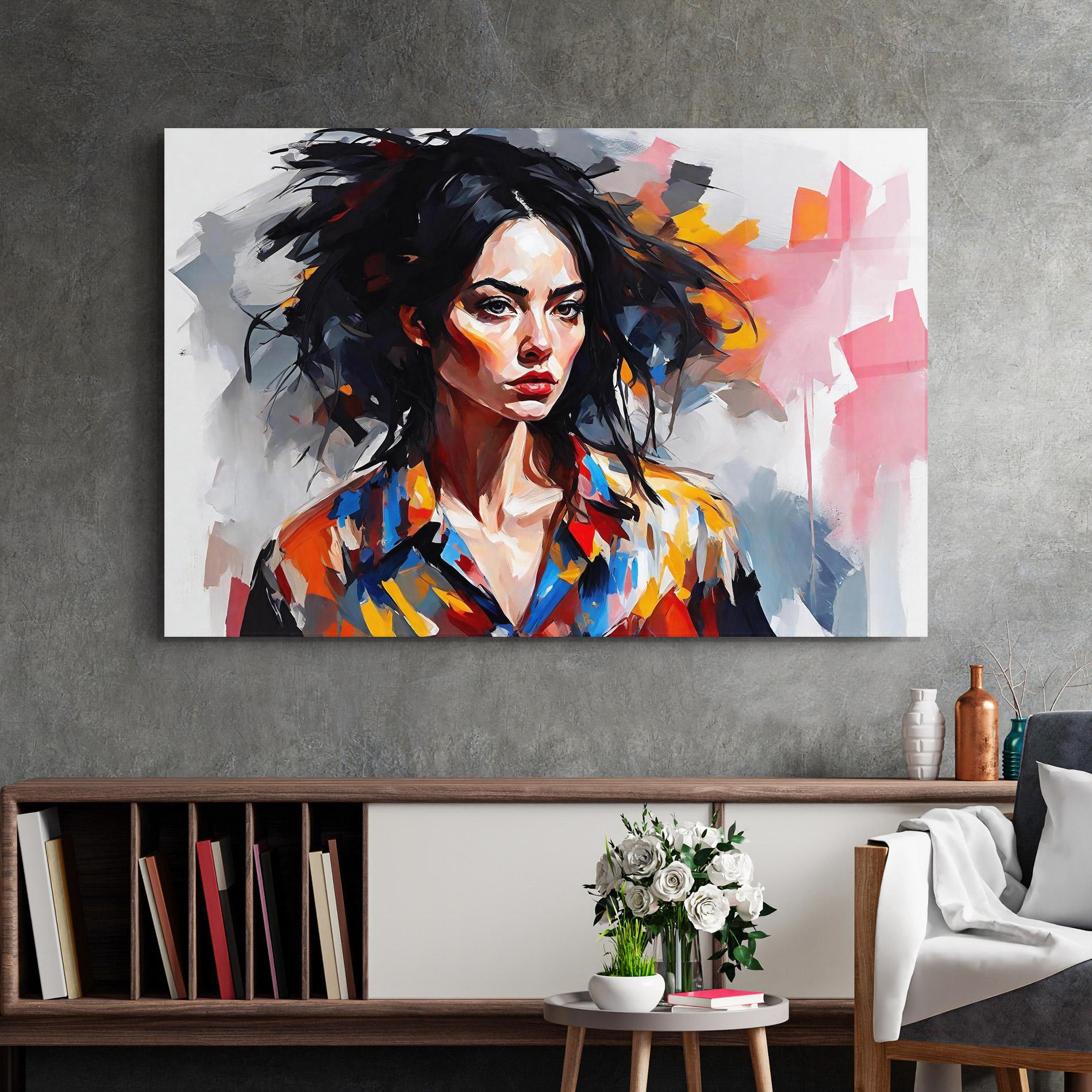 Üvegkép Artistic Oil Woman mockup 2