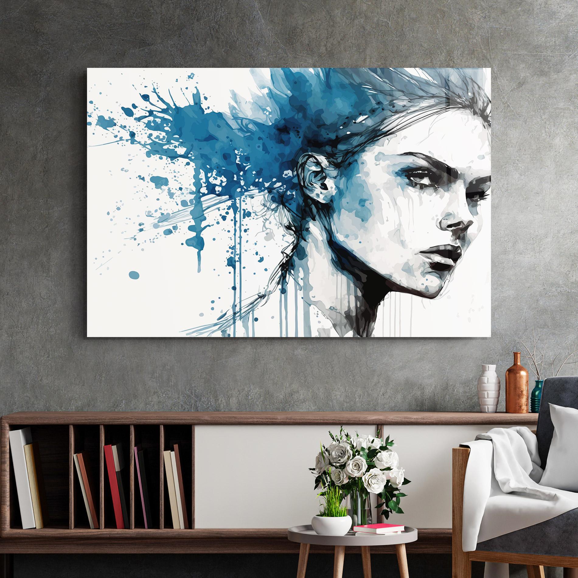 Üvegkép Blue Splash Portrait mockup 2