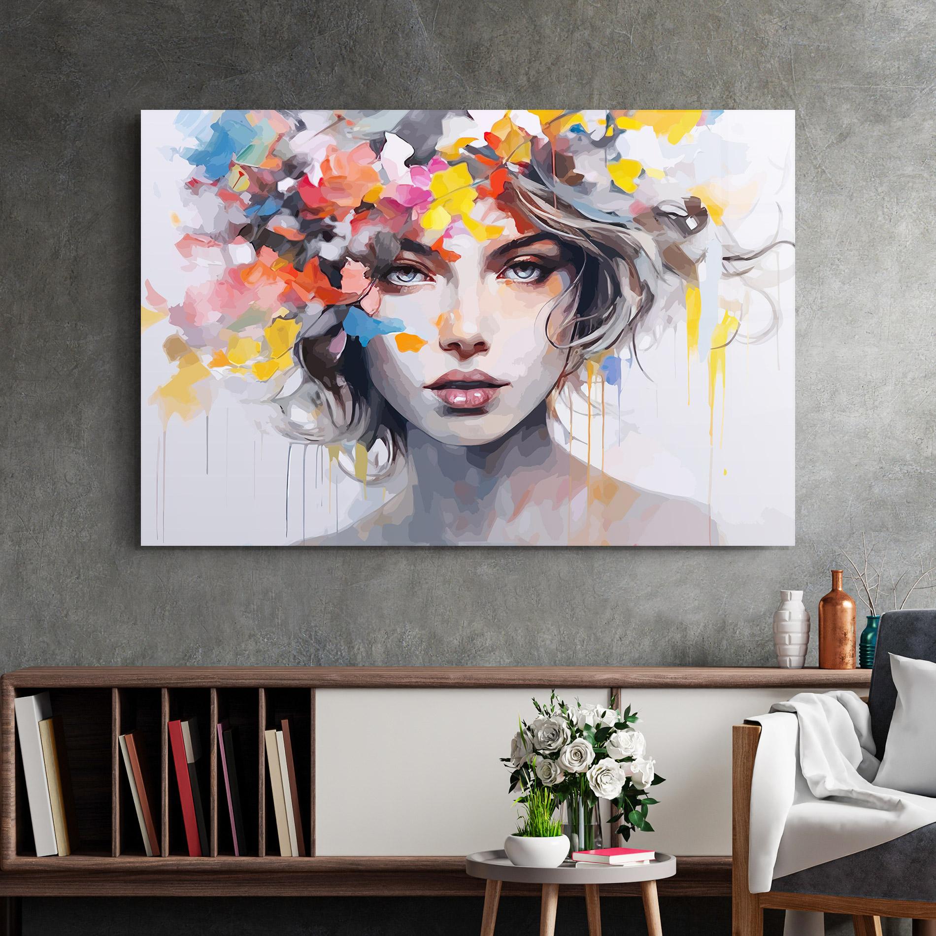 Üvegkép Colorful Hair Portrait mockup 2