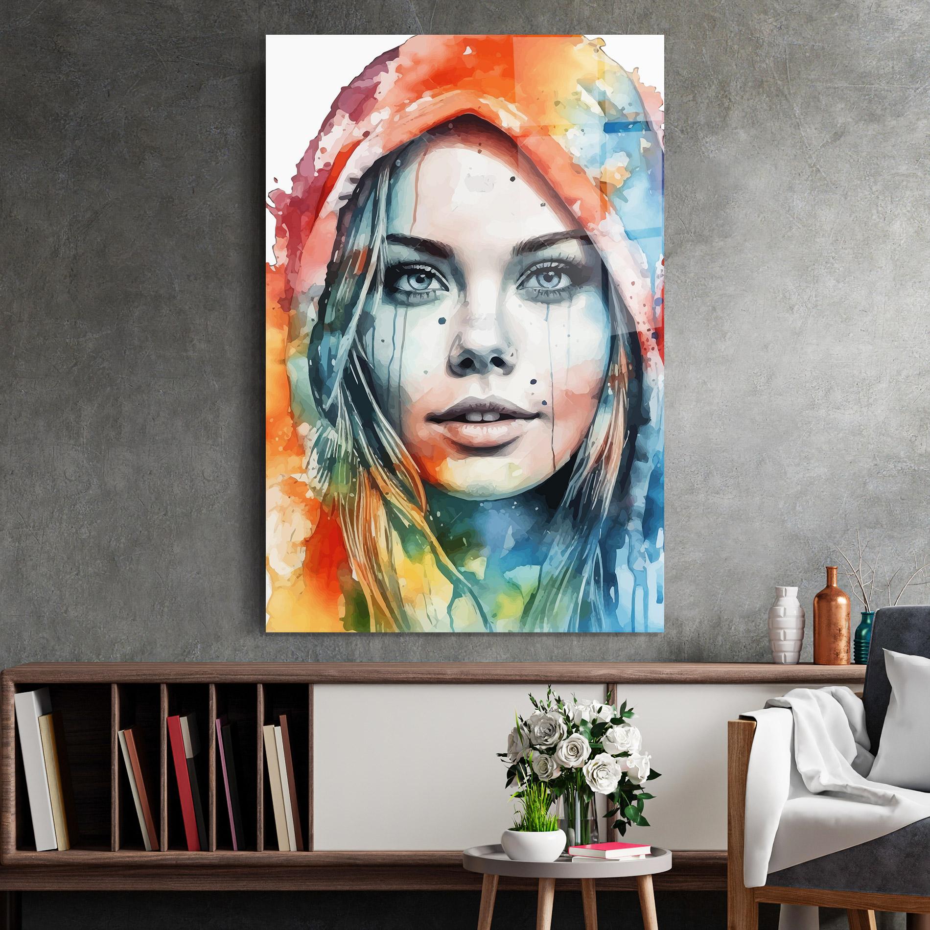 Üvegkép Colorful Portrait Art mockup 2
