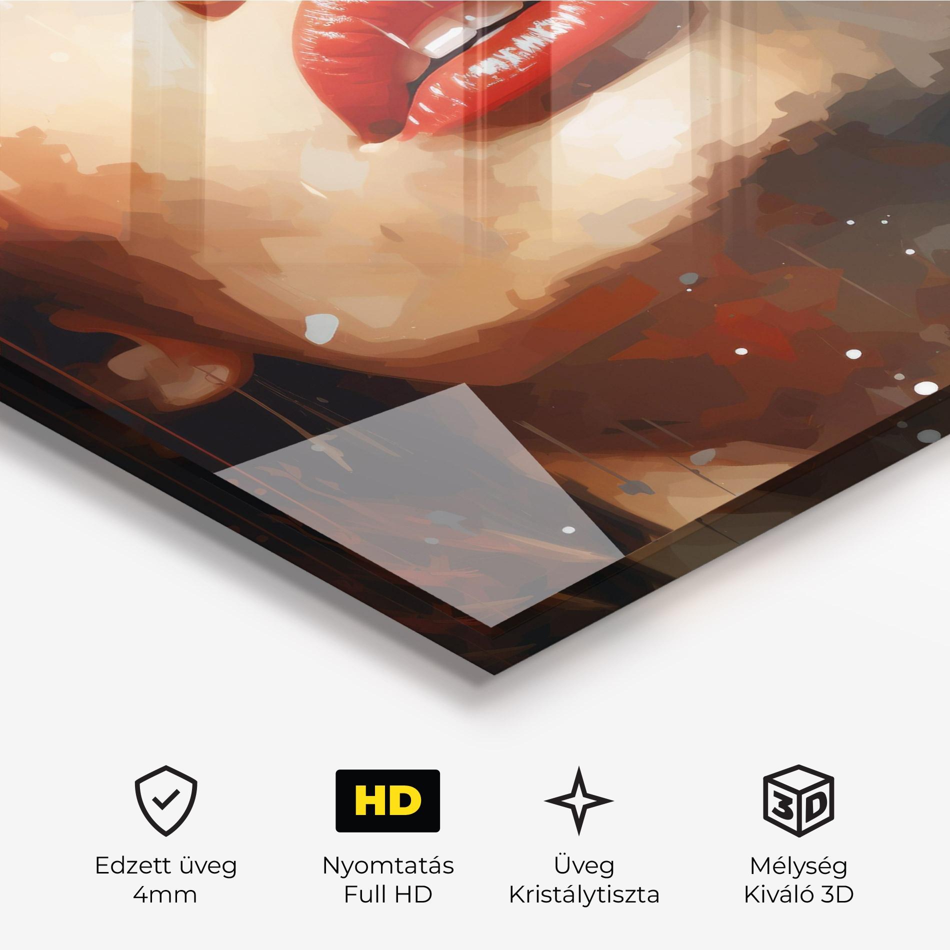 Üvegkép Close Up Look Portrait mockup 3