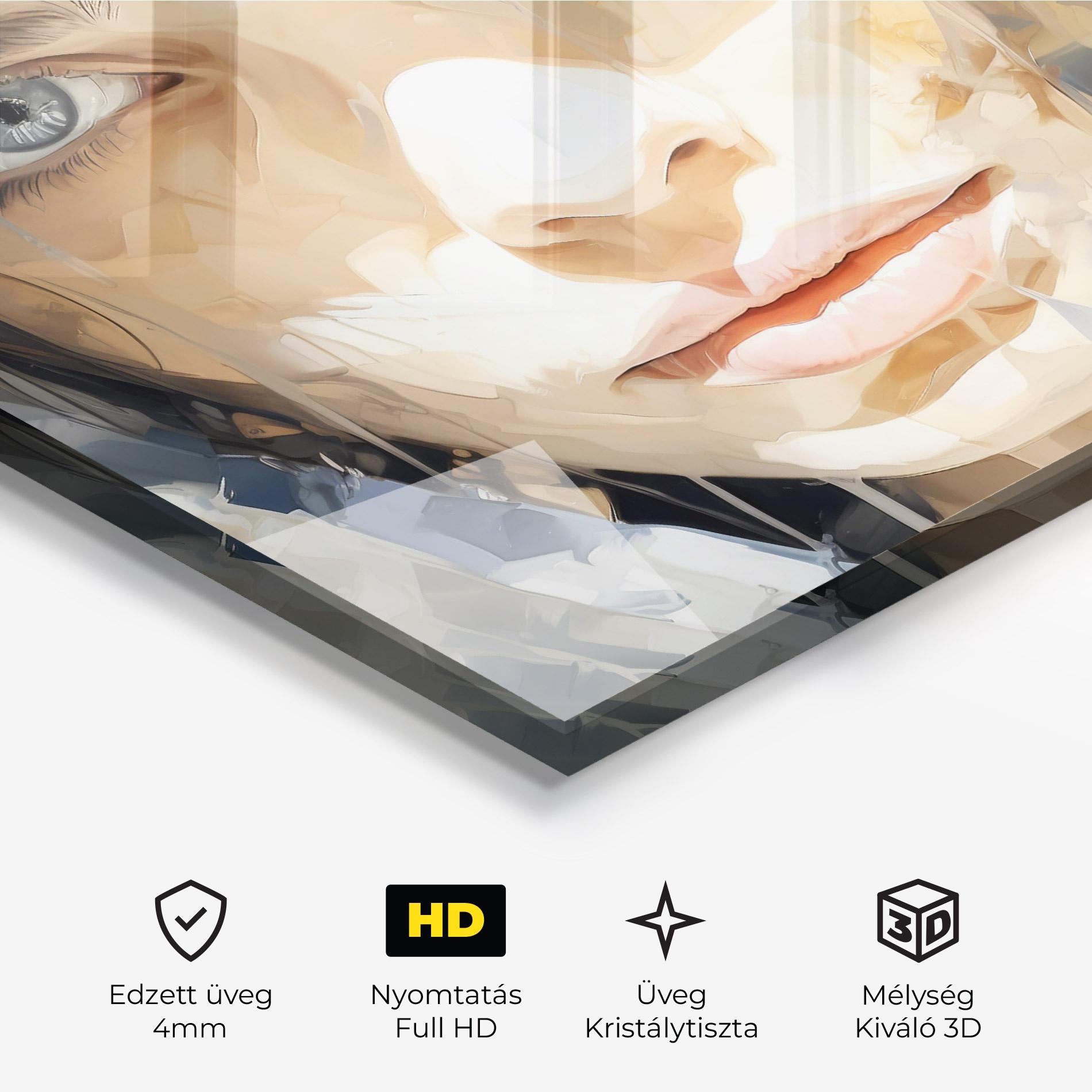 Üvegkép Close Up Portrait mockup 3