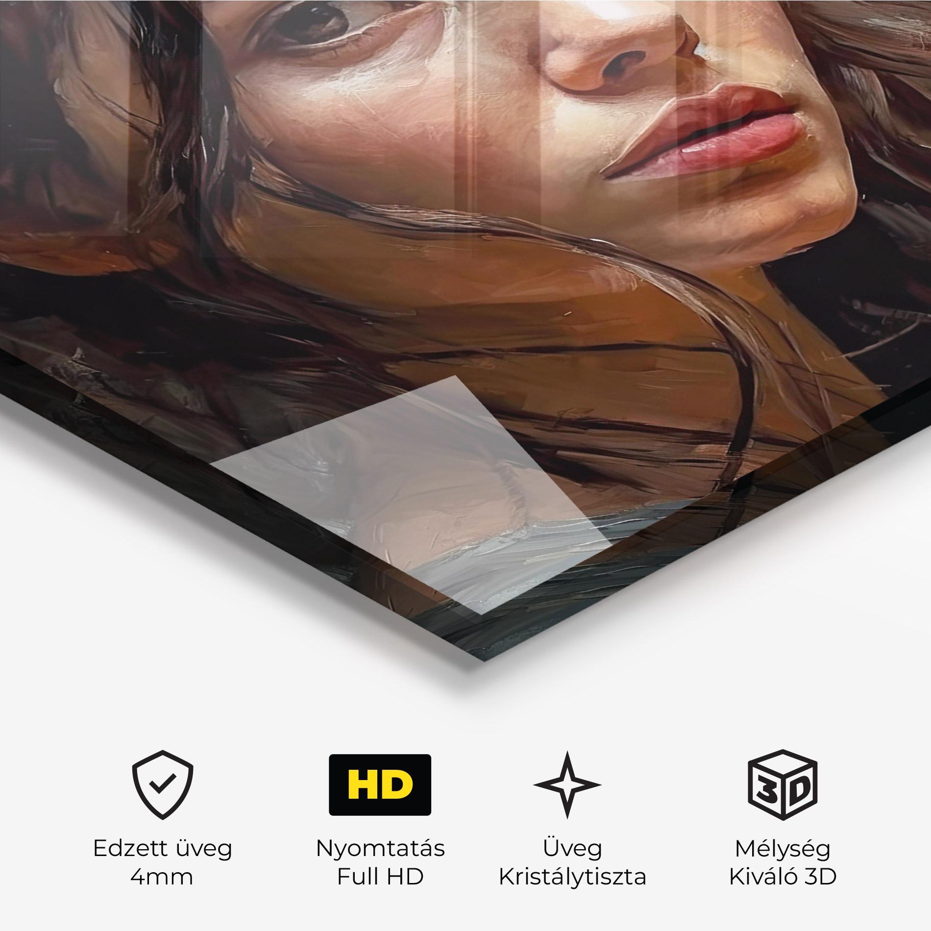 Üvegkép Closeup Impasto Portrait mockup 3