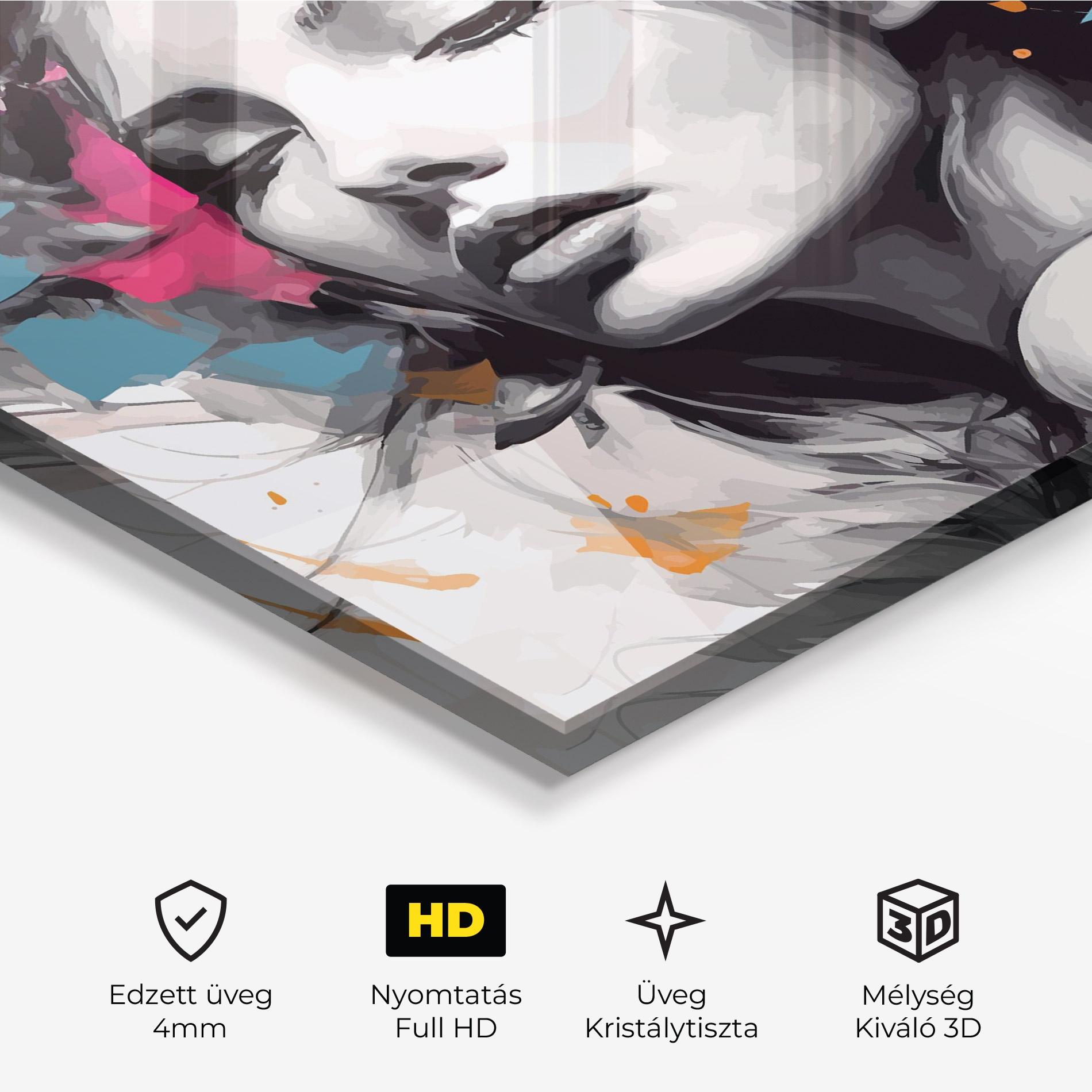 Üvegkép Colorful Flower Portrait mockup 3