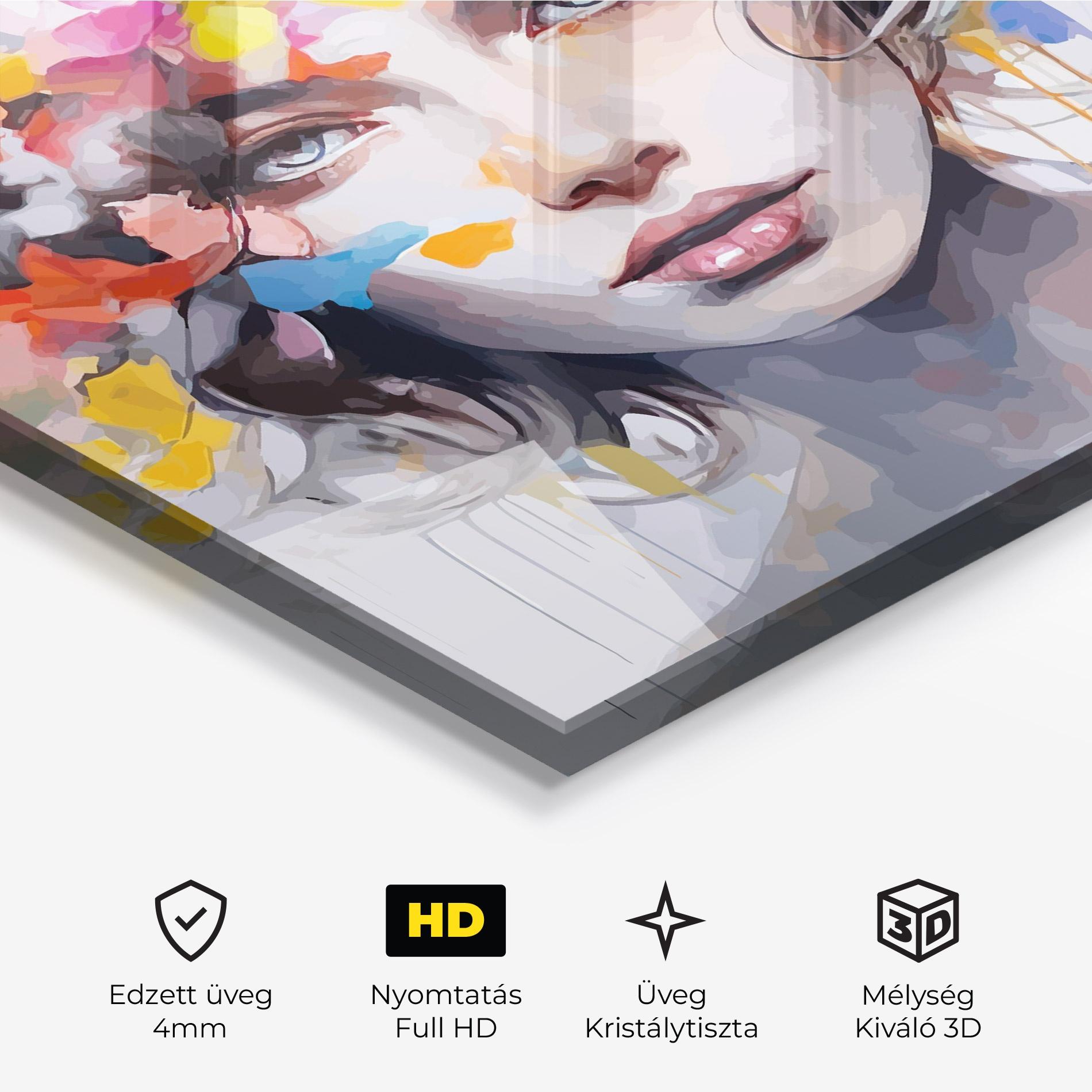 Üvegkép Colorful Hair Portrait mockup 3