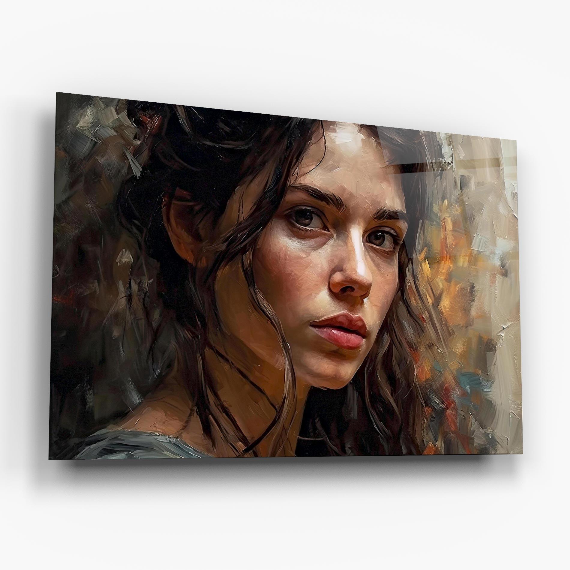 Üvegkép Closeup Impasto Portrait mockup 6