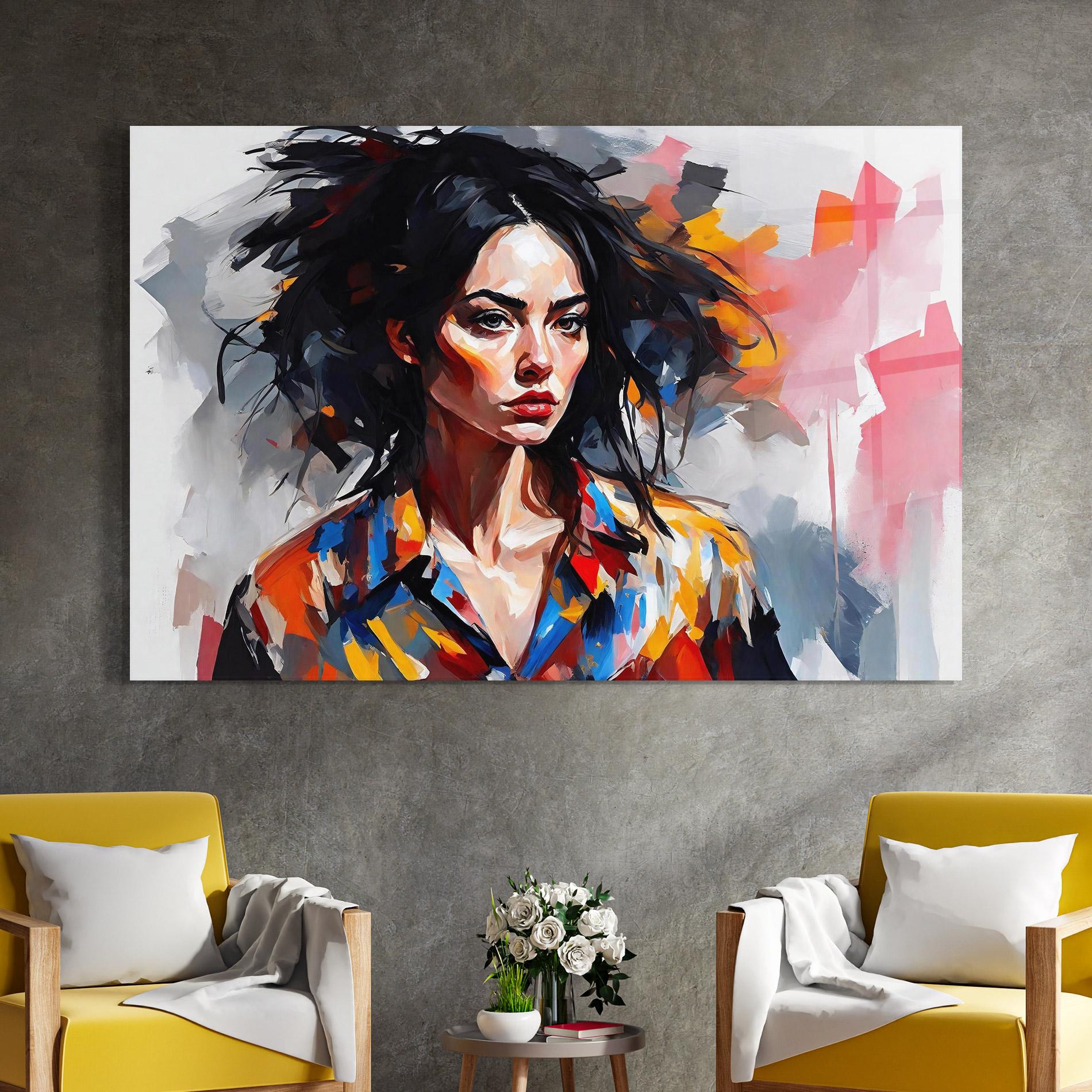 Üvegkép Artistic Oil Woman mockup 4