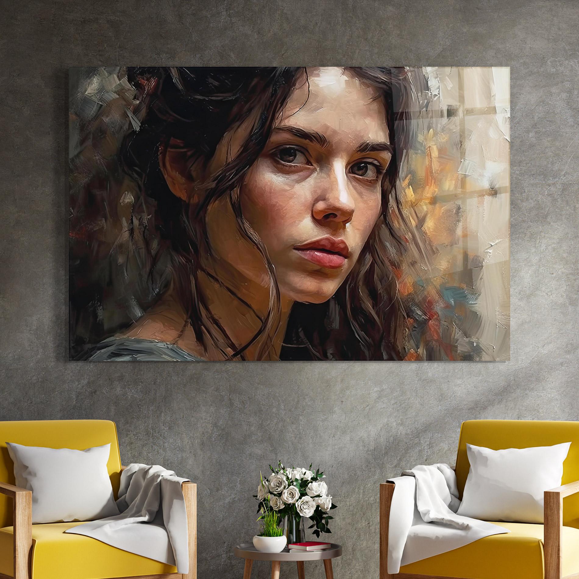Üvegkép Closeup Impasto Portrait mockup 4