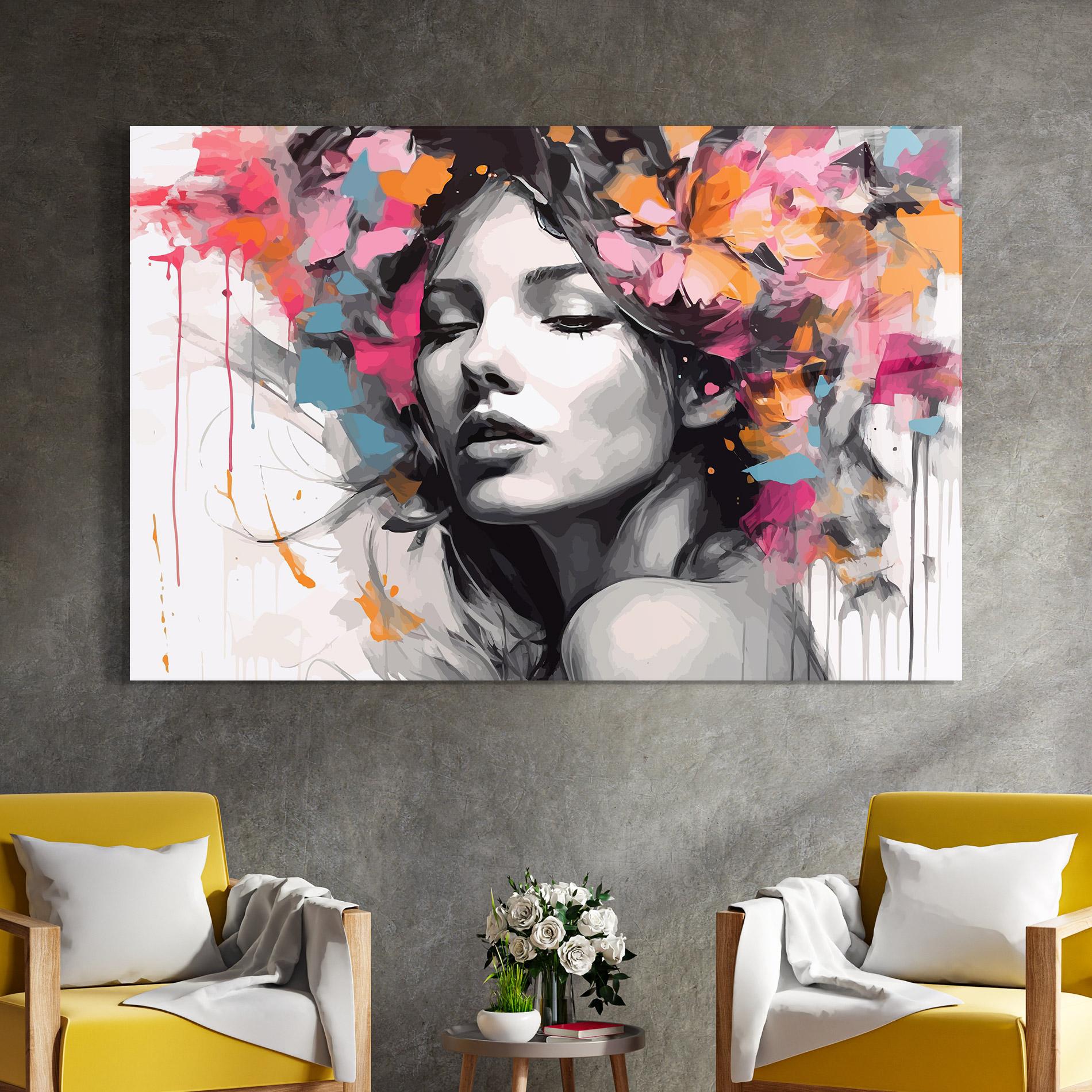 Üvegkép Colorful Flower Portrait mockup 4
