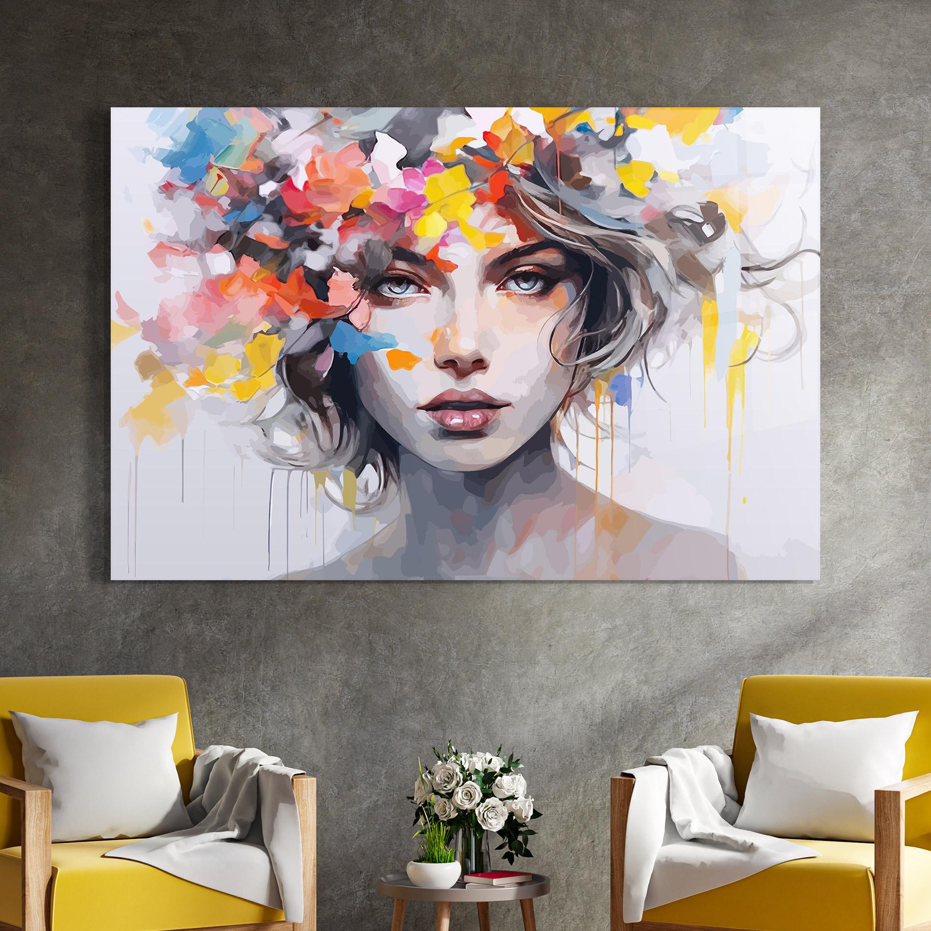 Üvegkép Colorful Hair Portrait mockup 4