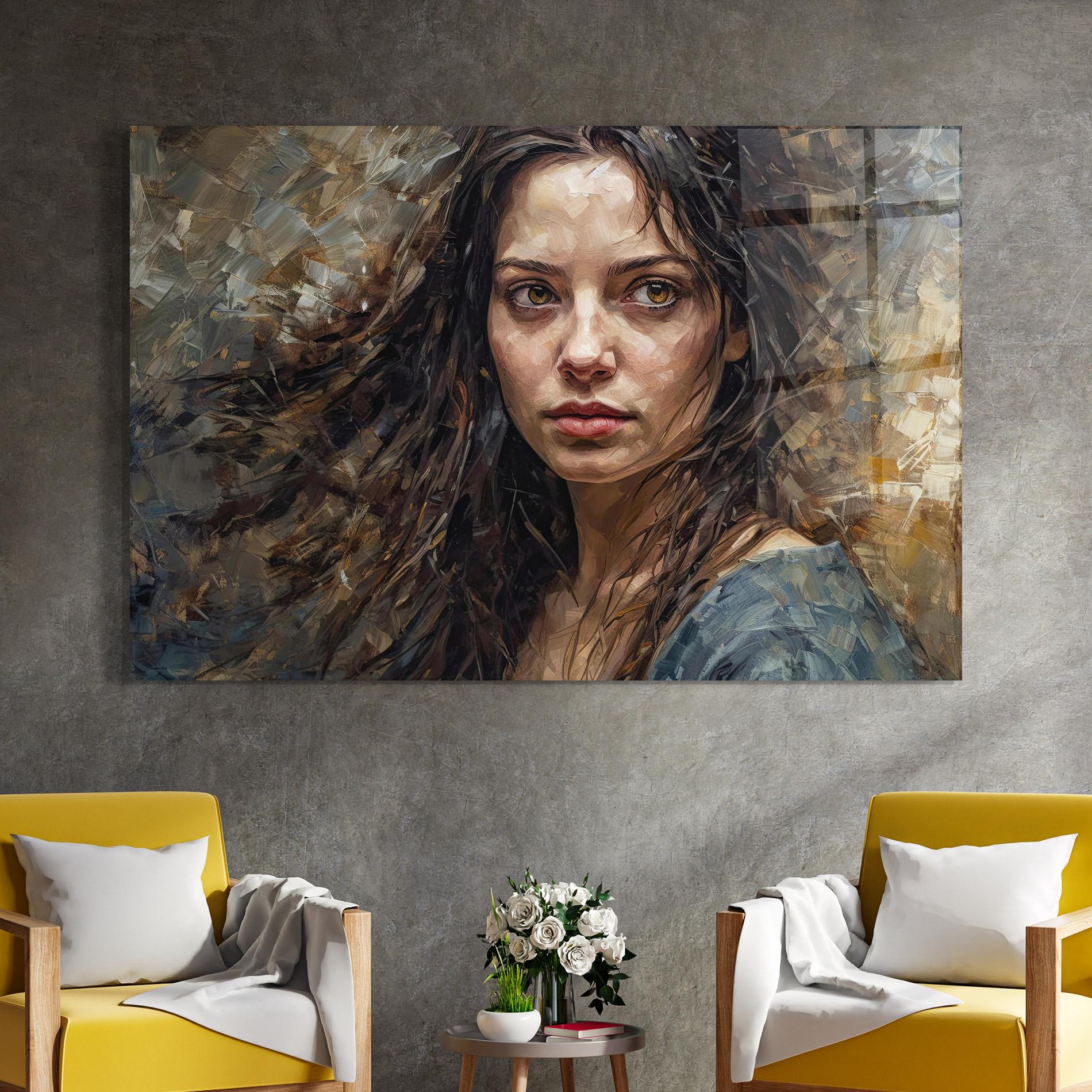 Üvegkép Darkhaired Woman Portrait mockup 4