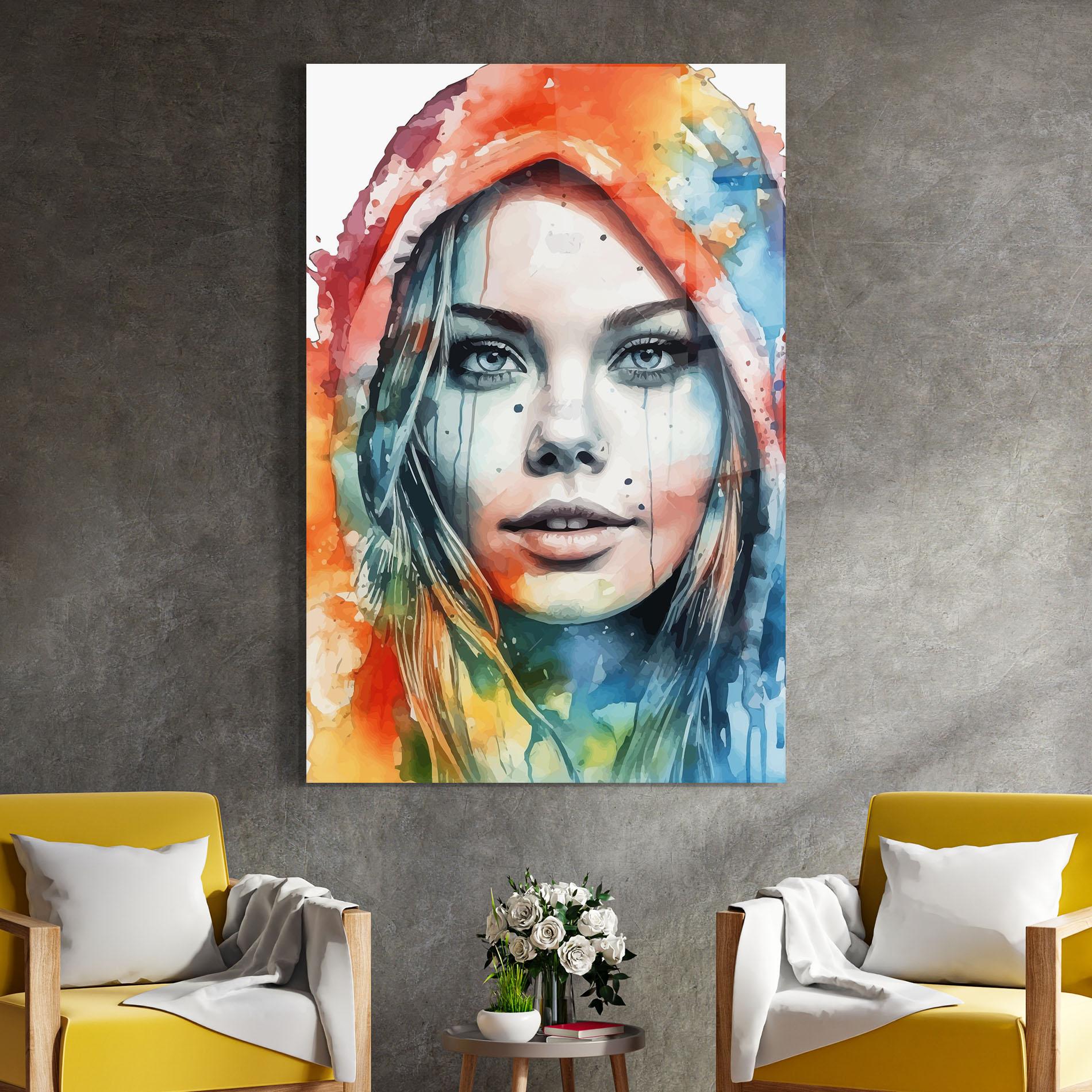 Üvegkép Colorful Portrait Art mockup 4