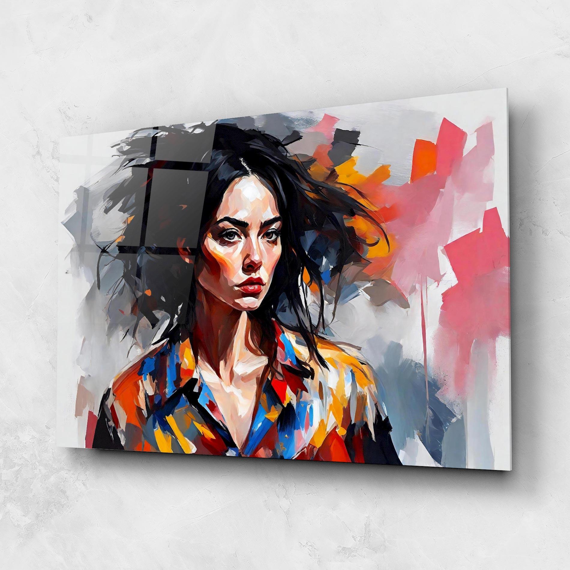 Üvegkép Artistic Oil Woman mockup 1