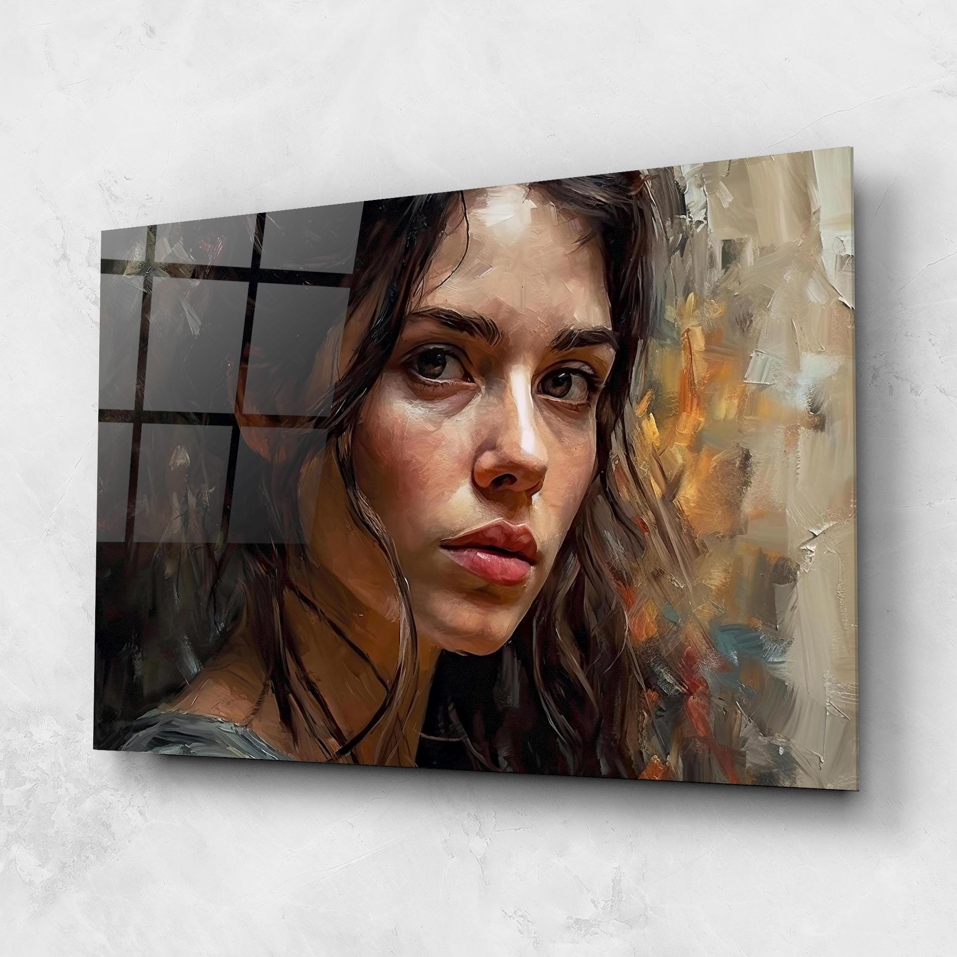 Üvegkép Closeup Impasto Portrait mockup 1