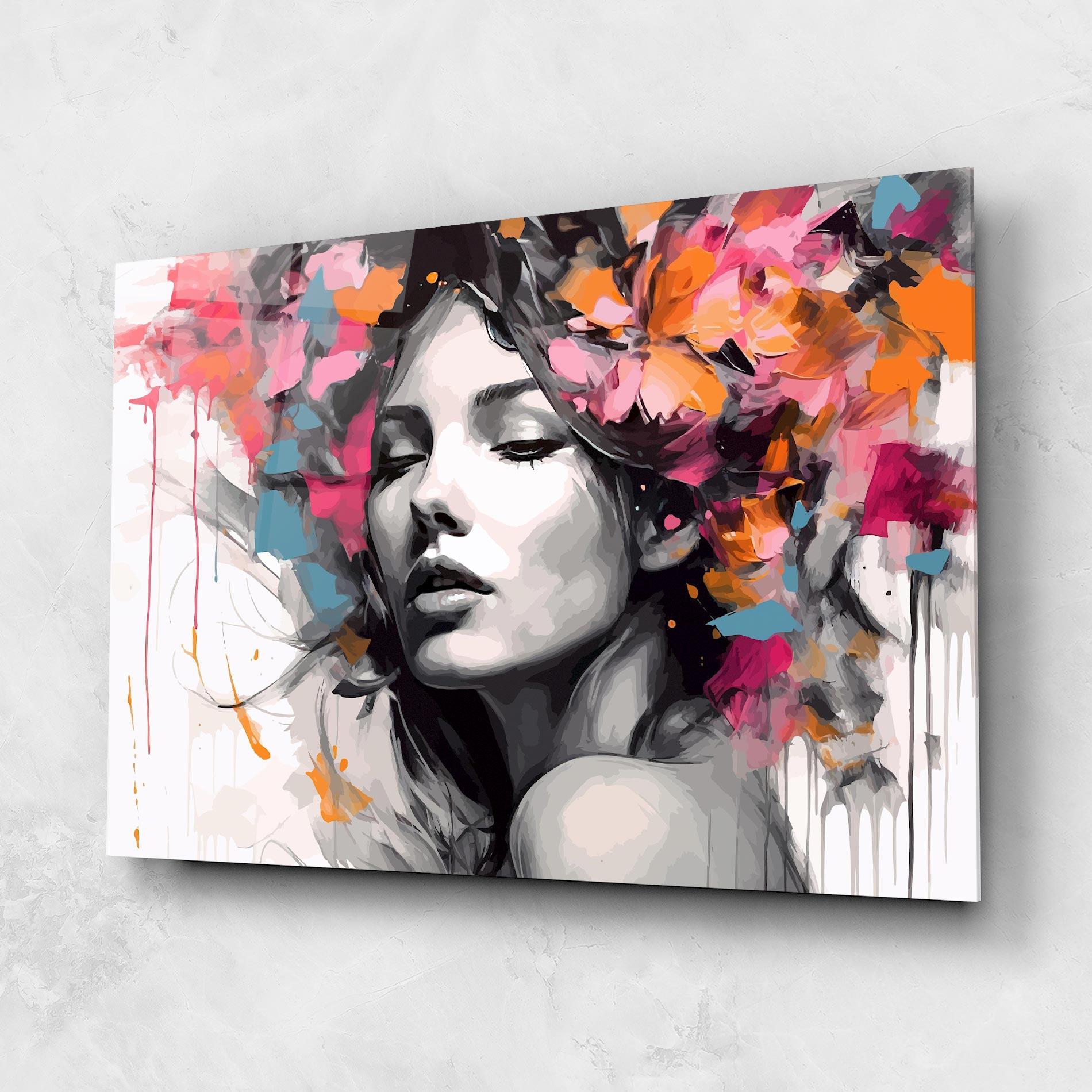 Üvegkép Colorful Flower Portrait mockup 1