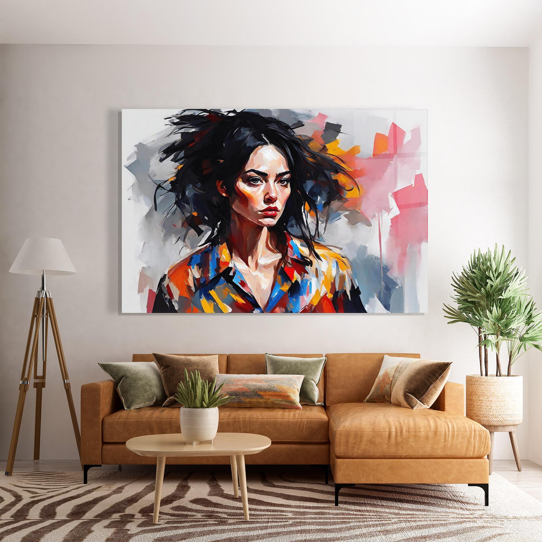 Üvegkép Artistic Oil Woman mockup 7
