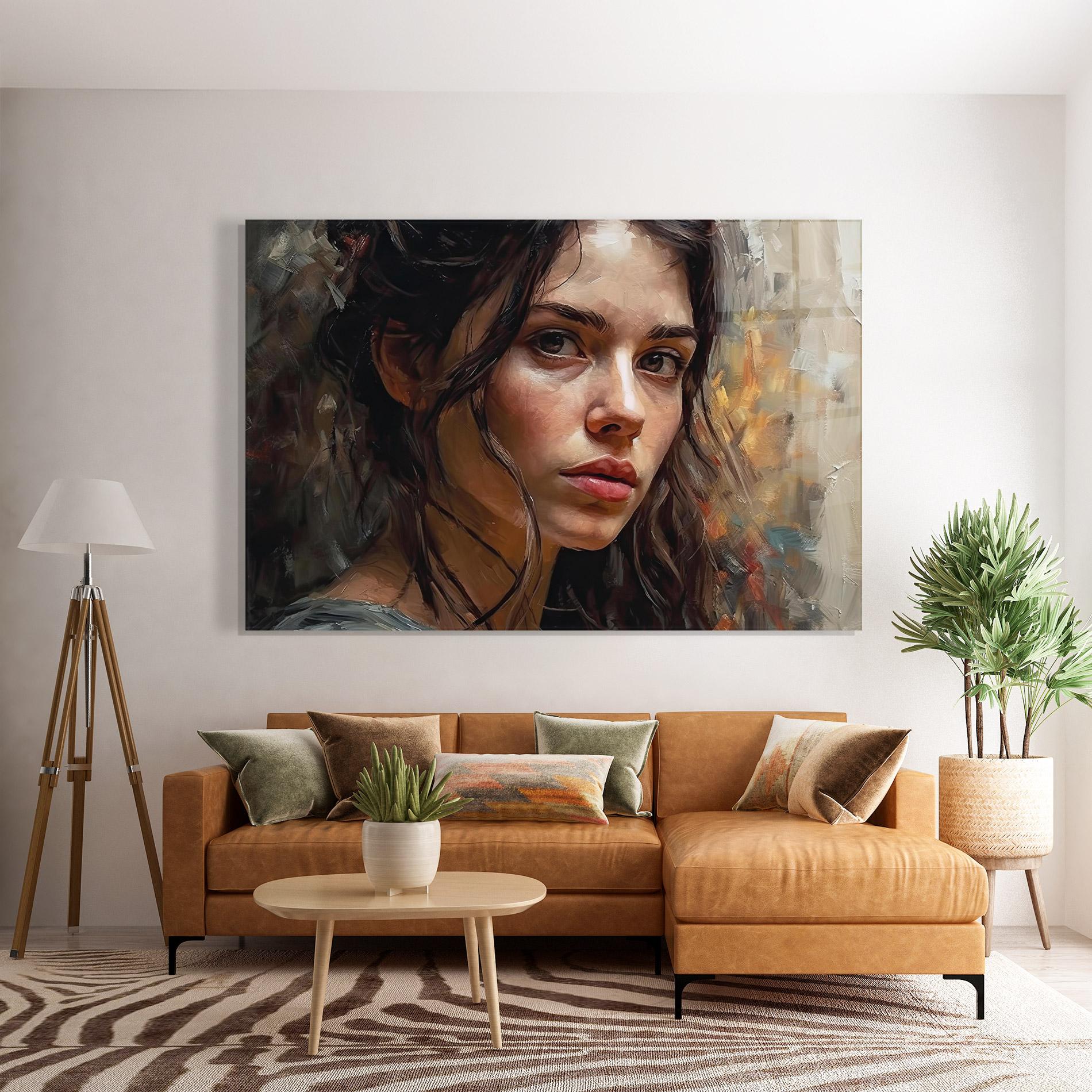 Üvegkép Closeup Impasto Portrait mockup 7