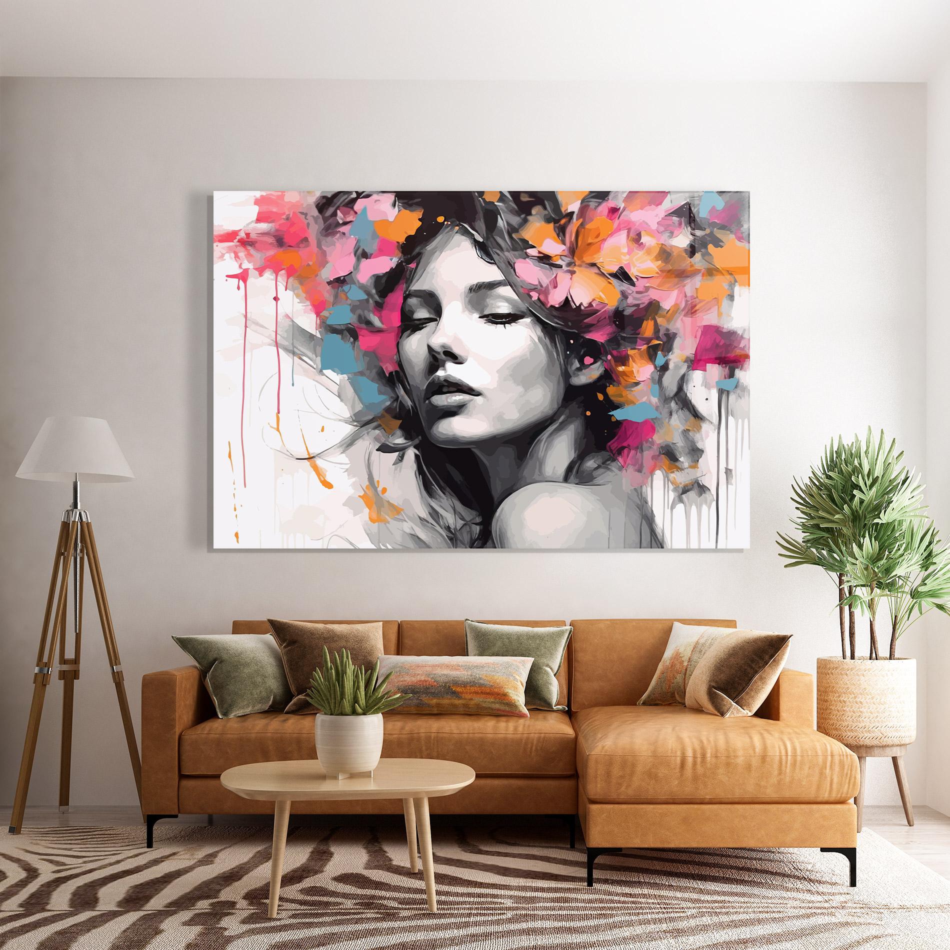 Üvegkép Colorful Flower Portrait mockup 7