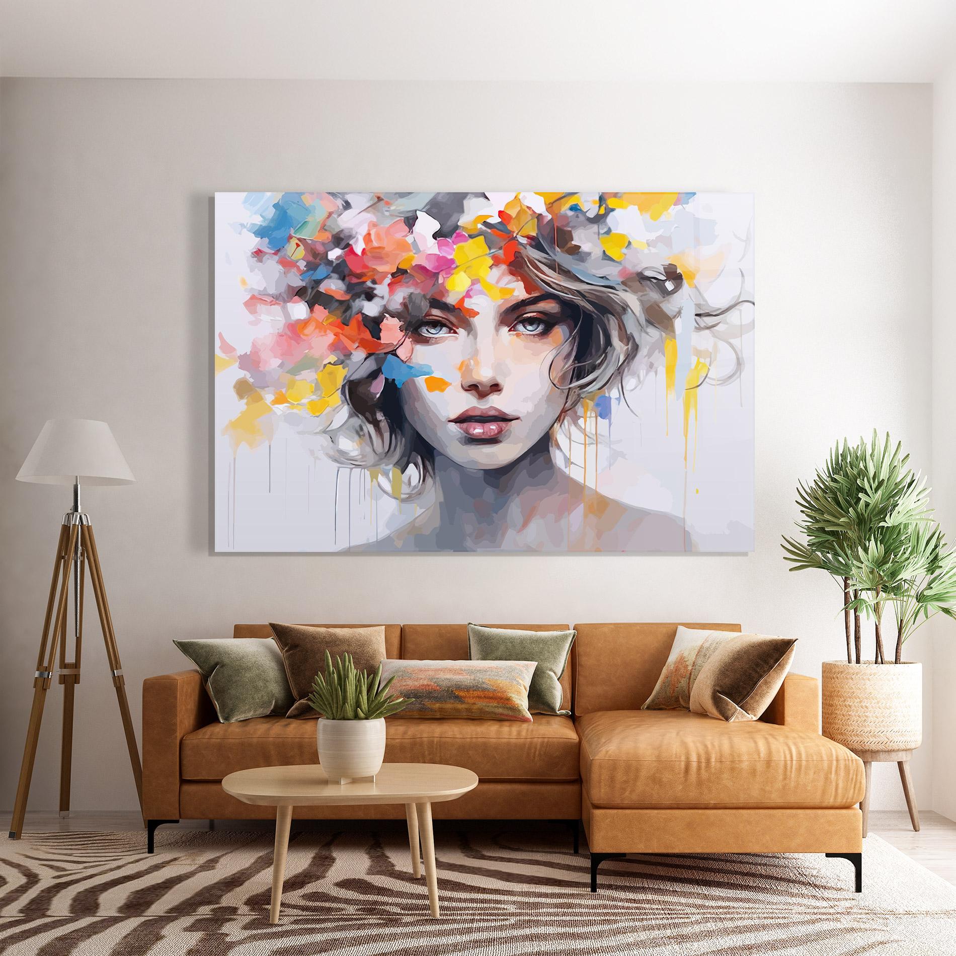 Üvegkép Colorful Hair Portrait mockup 7