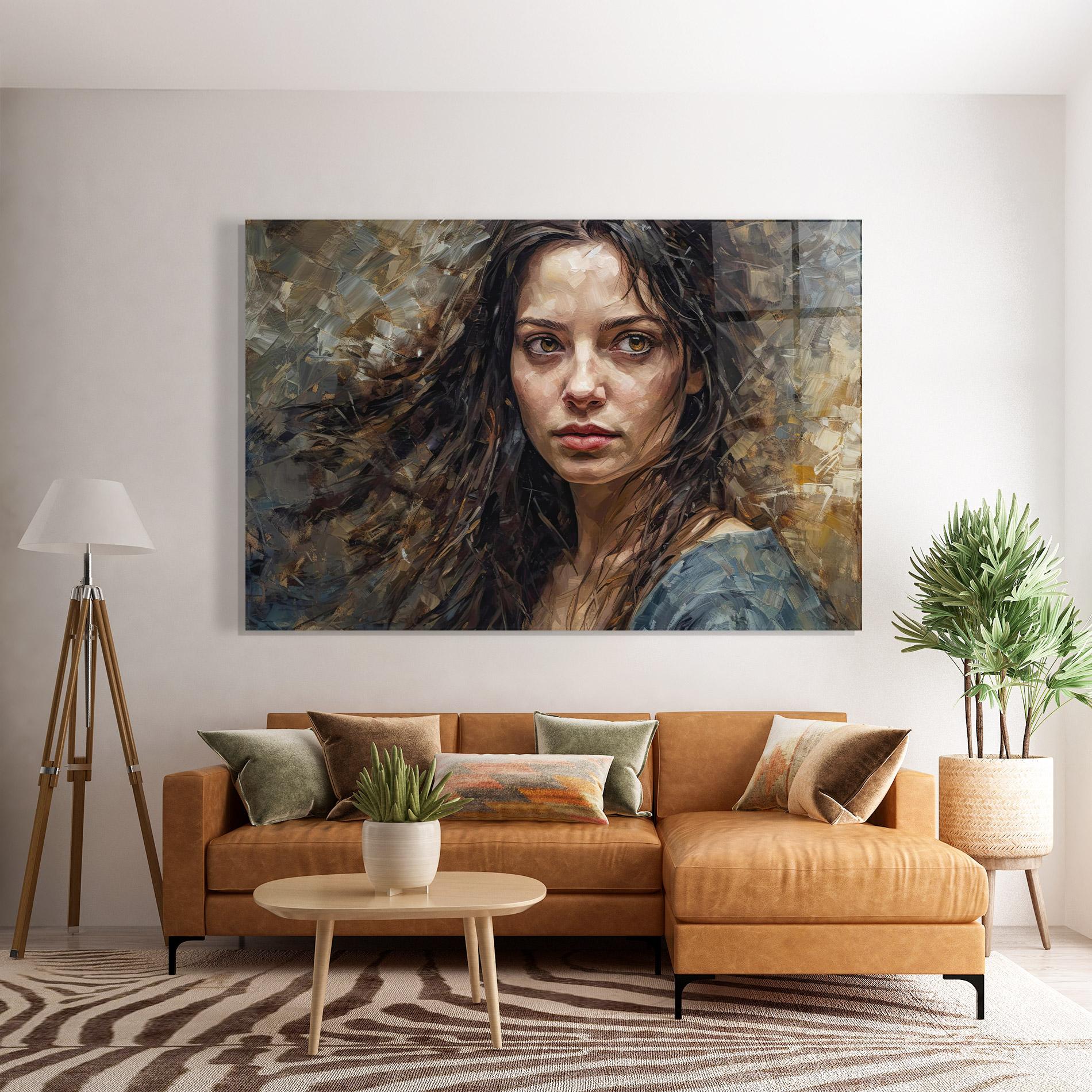 Üvegkép Darkhaired Woman Portrait mockup 7