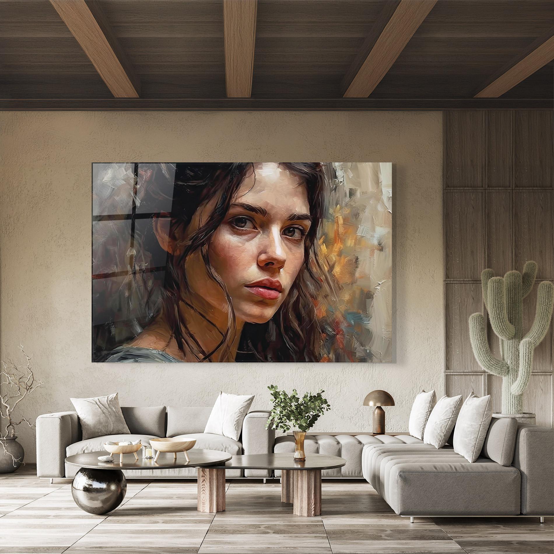 Üvegkép Closeup Impasto Portrait mockup 8