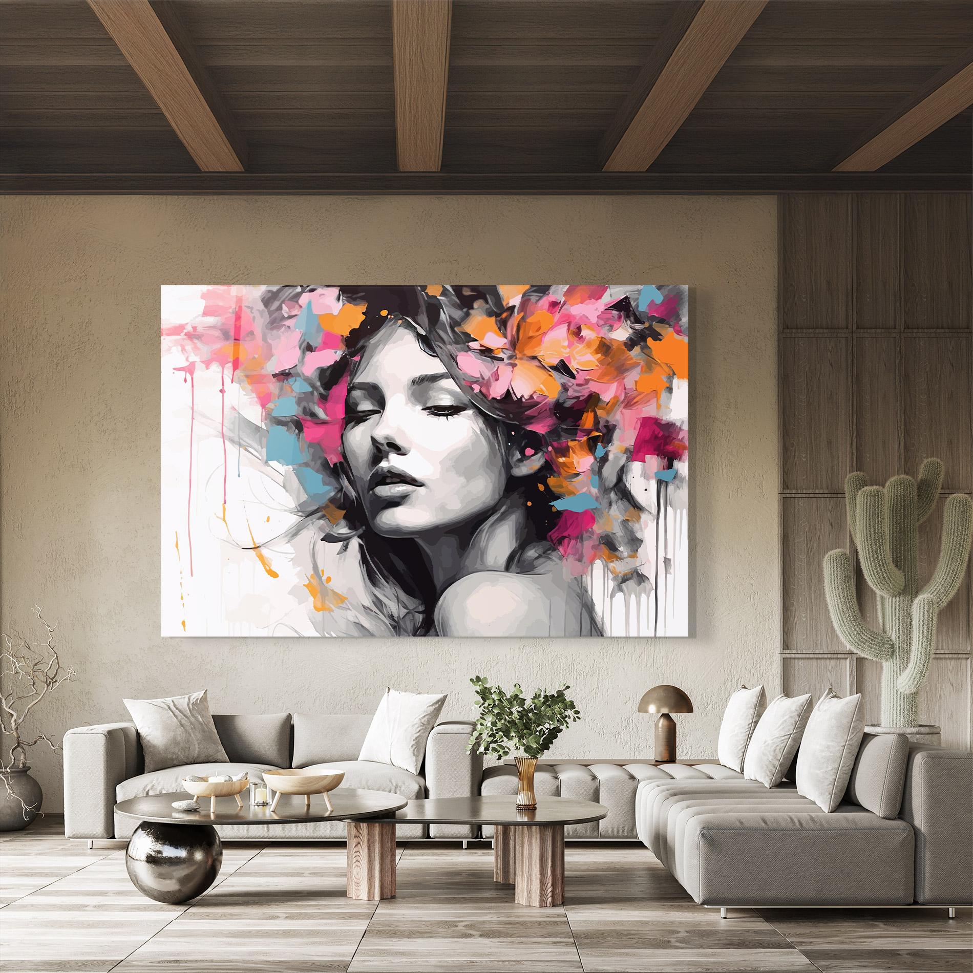 Üvegkép Colorful Flower Portrait mockup 8