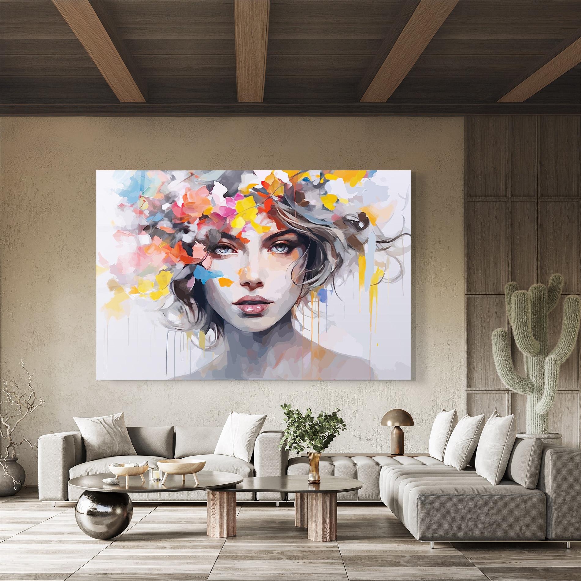 Üvegkép Colorful Hair Portrait mockup 8