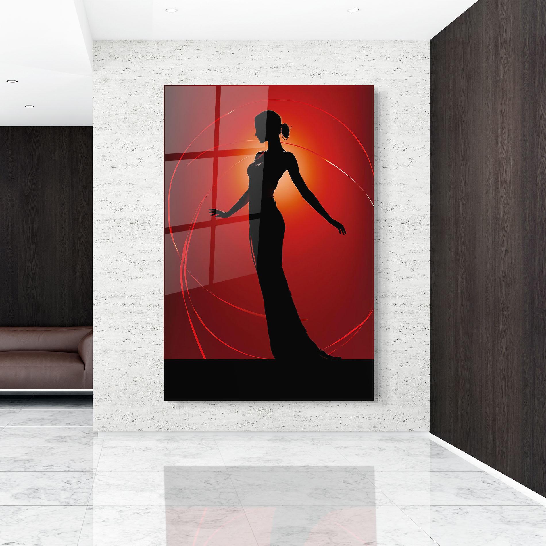 Üvegkép Red Background Girl mockup 9