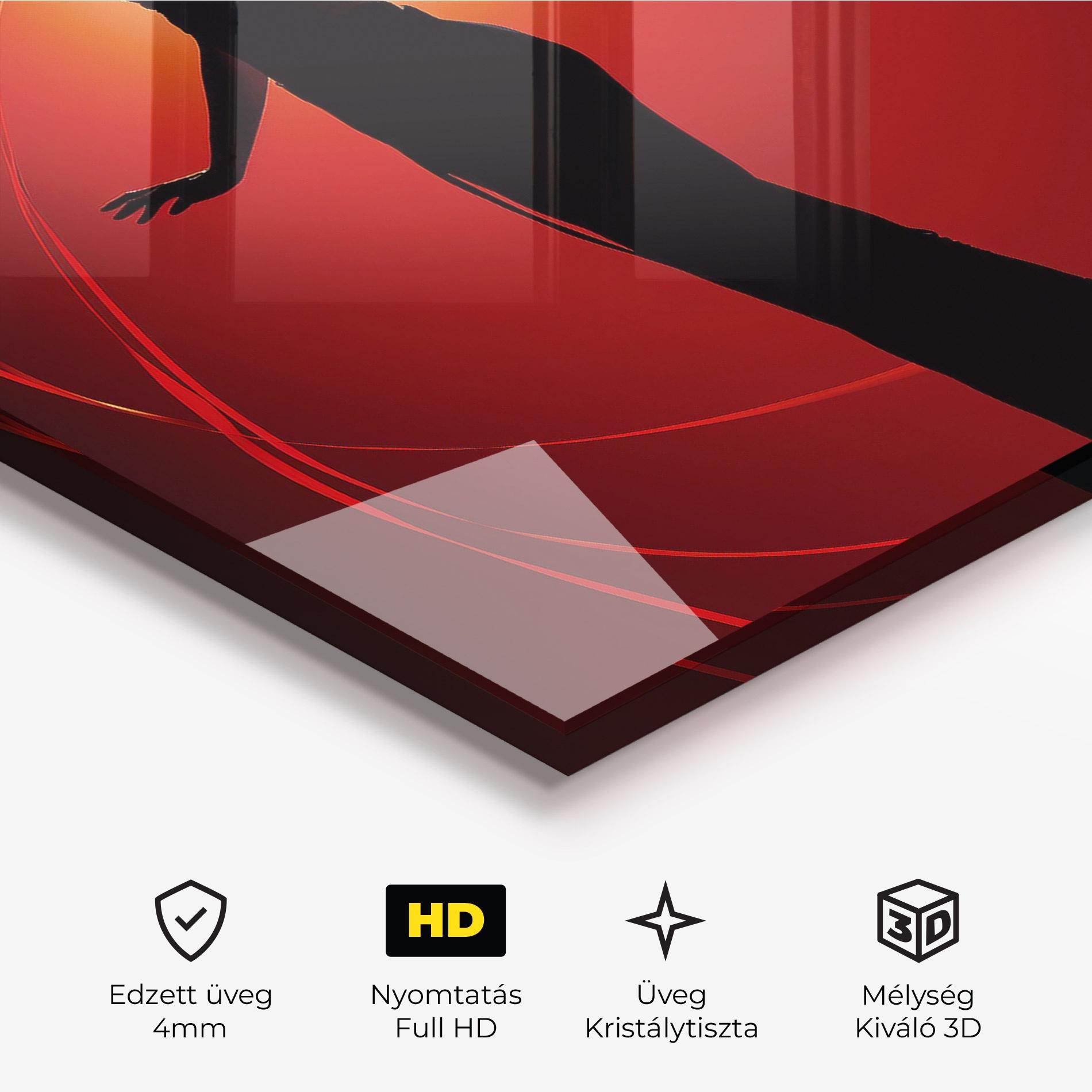 Üvegkép Red Background Girl mockup 3