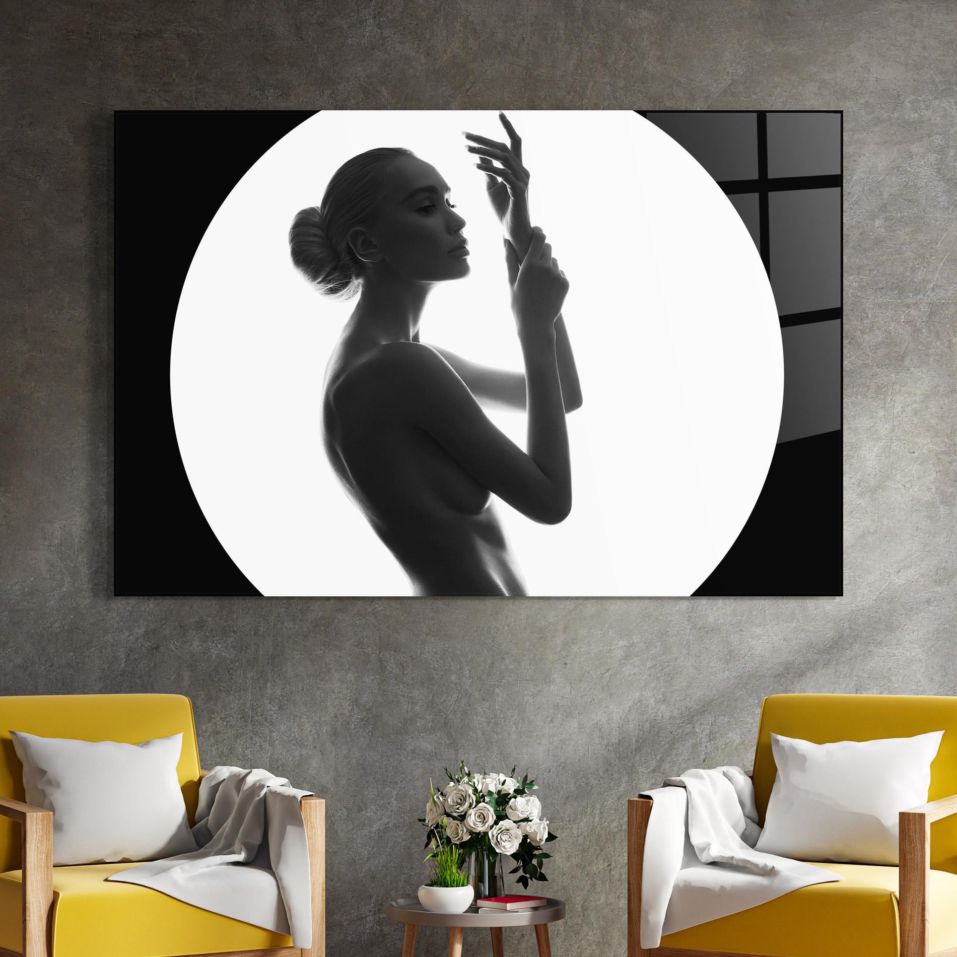 Üvegkép Circle Woman Body mockup 4