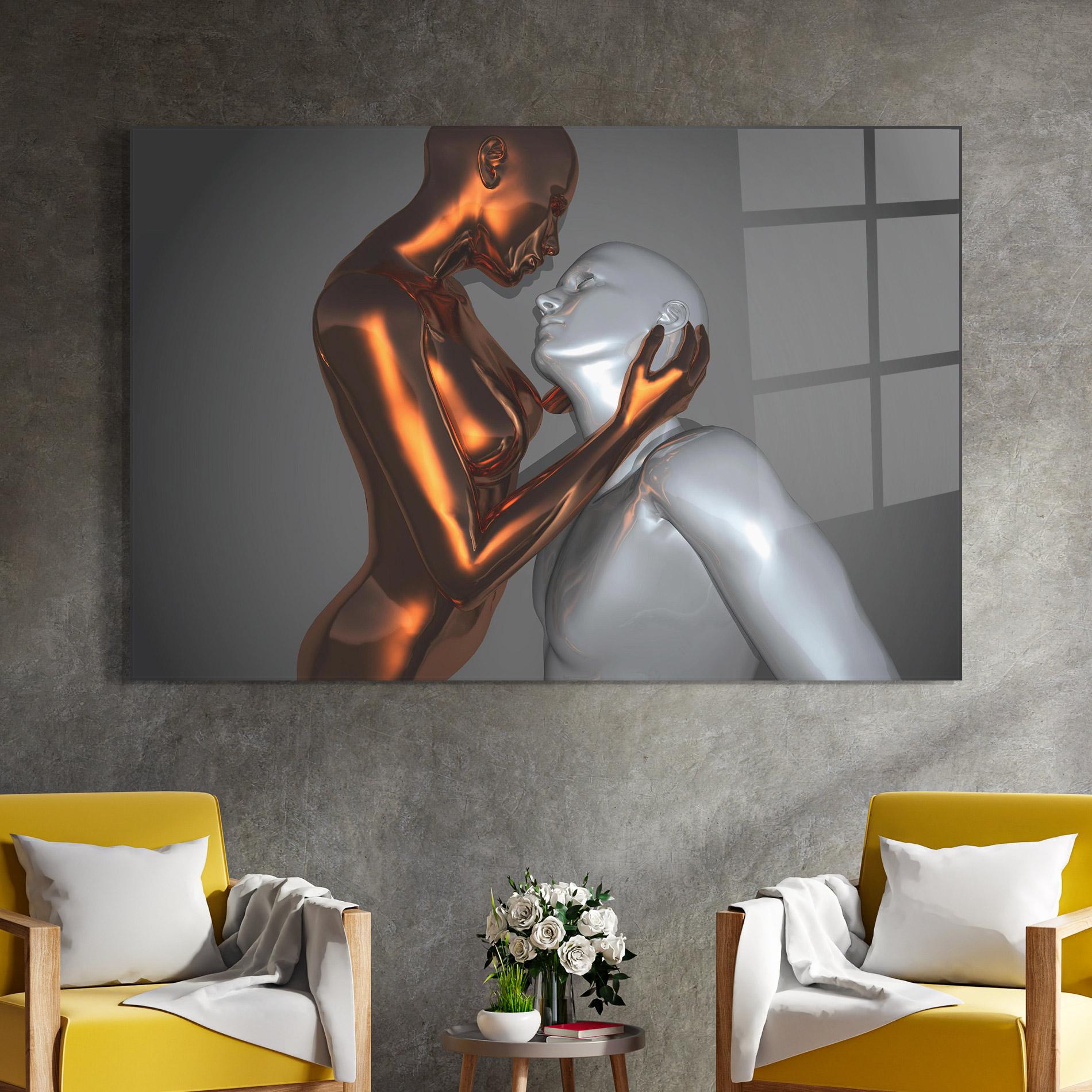 Üvegkép Gold Silver Couple mockup 4