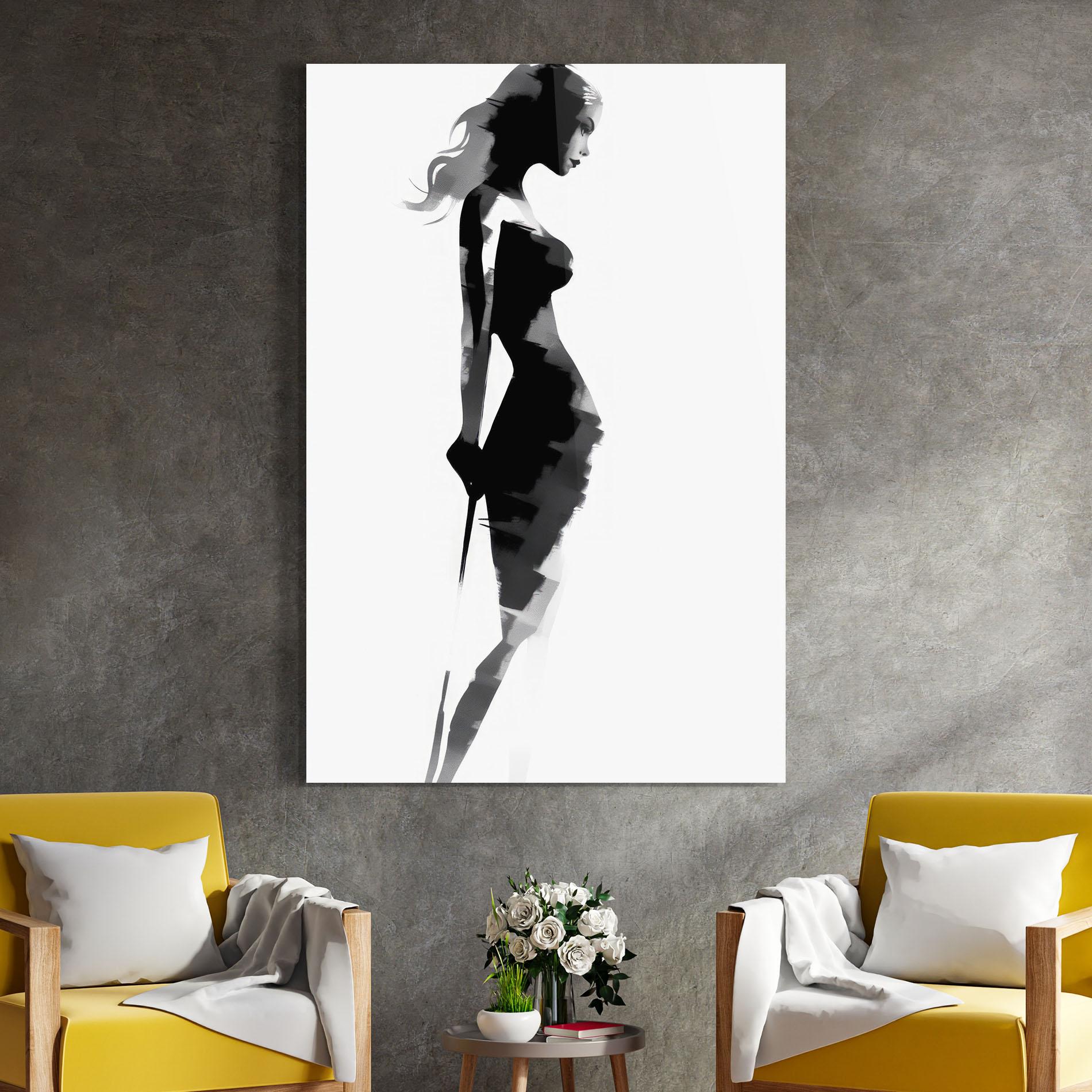 Üvegkép Brush Contour Drawing mockup 4