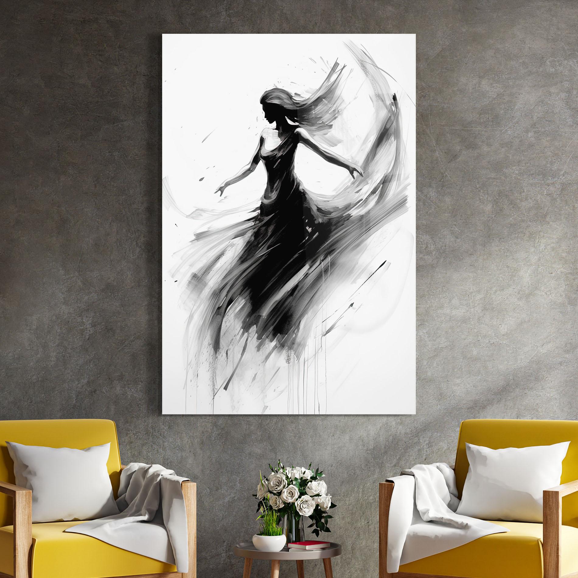 Üvegkép Dancing Woman Drawn mockup 4