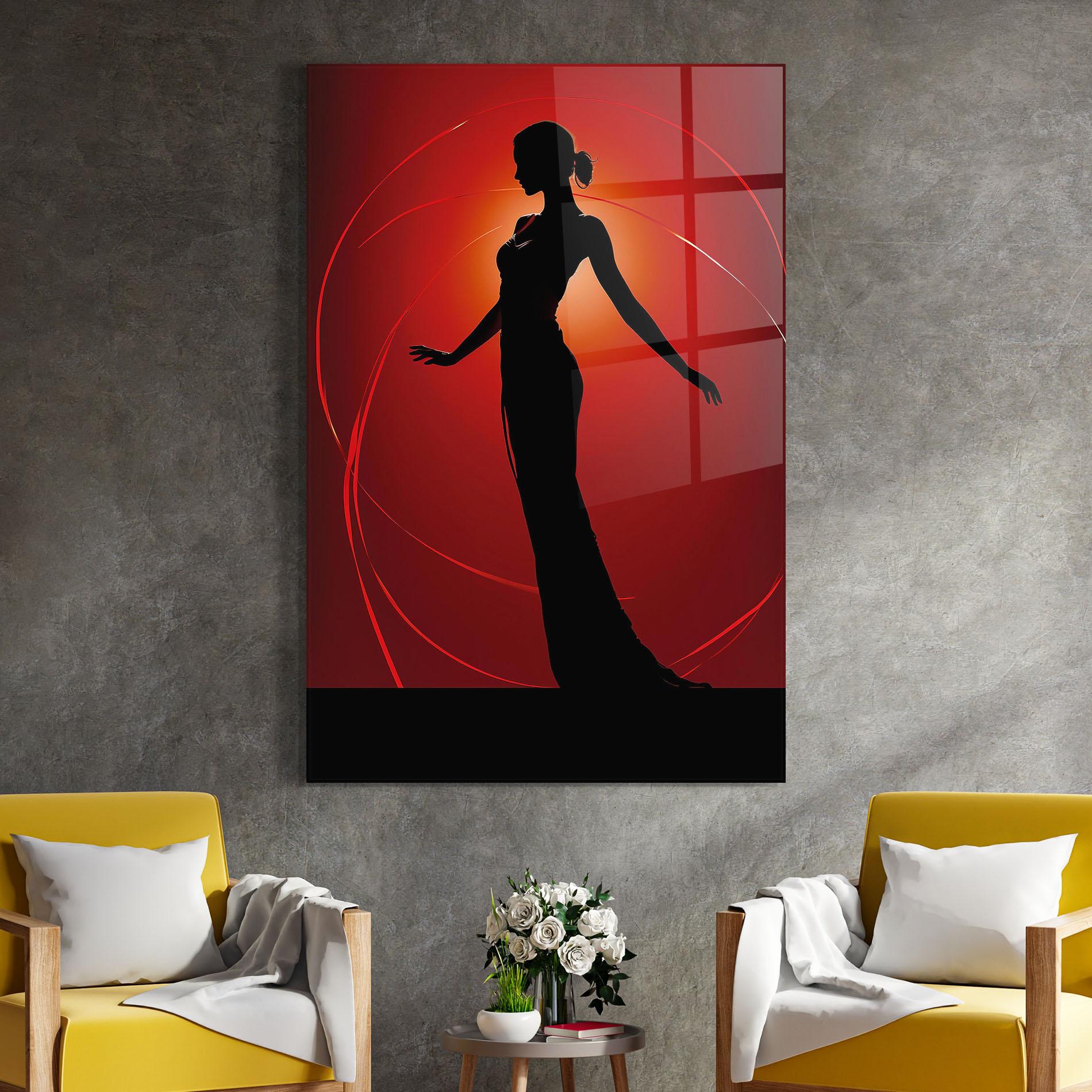 Üvegkép Red Background Girl mockup 4