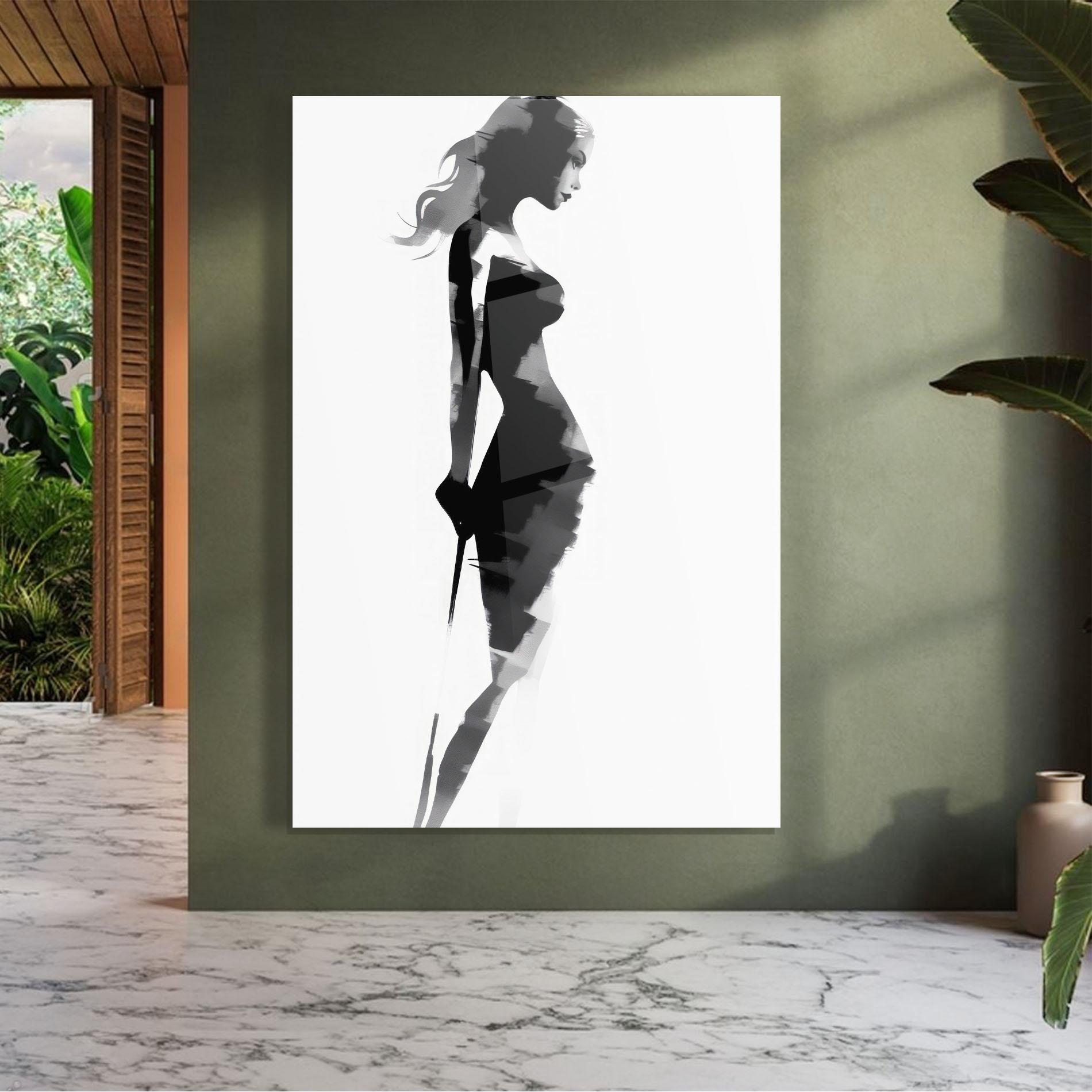 Üvegkép Brush Contour Drawing mockup 7