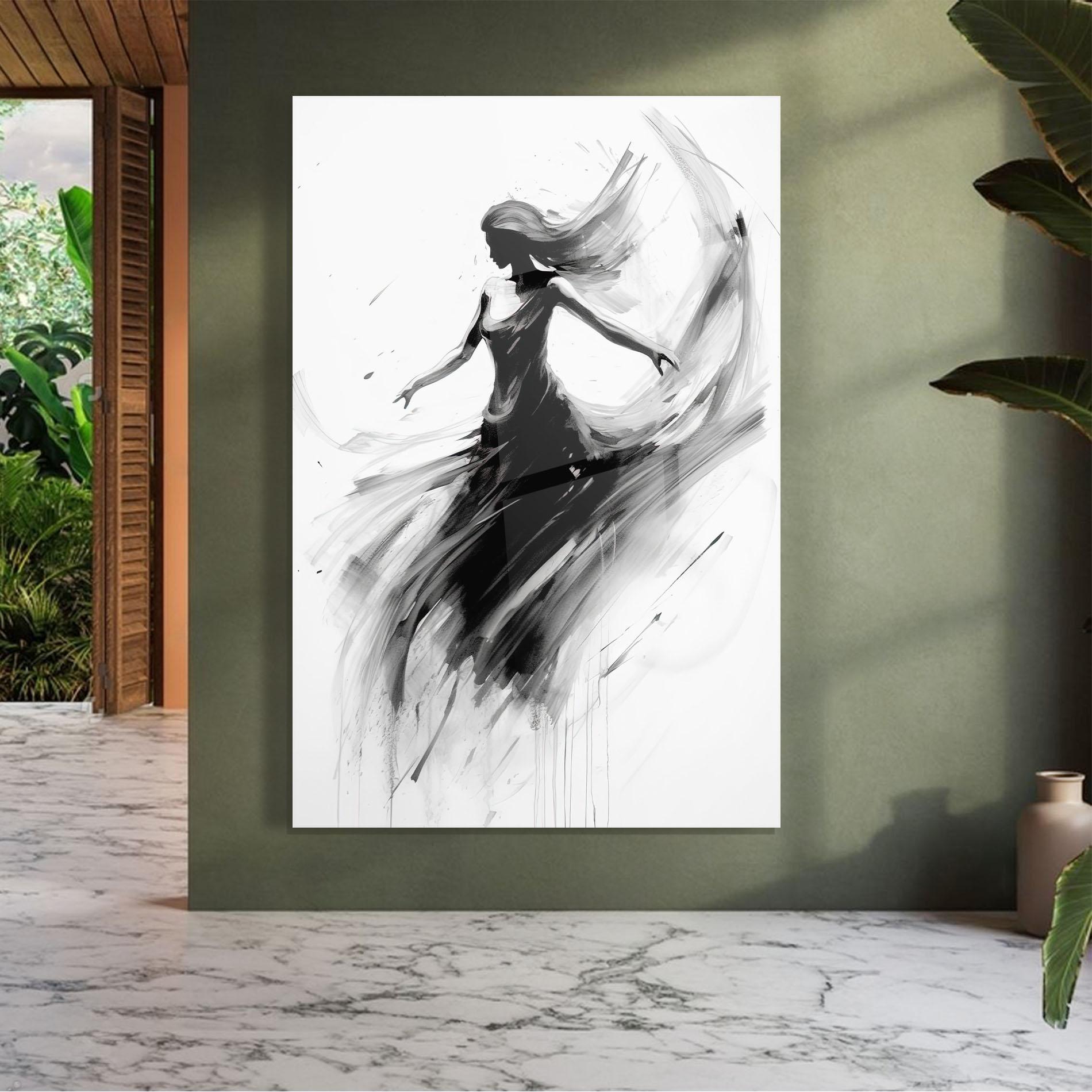 Üvegkép Dancing Woman Drawn mockup 7