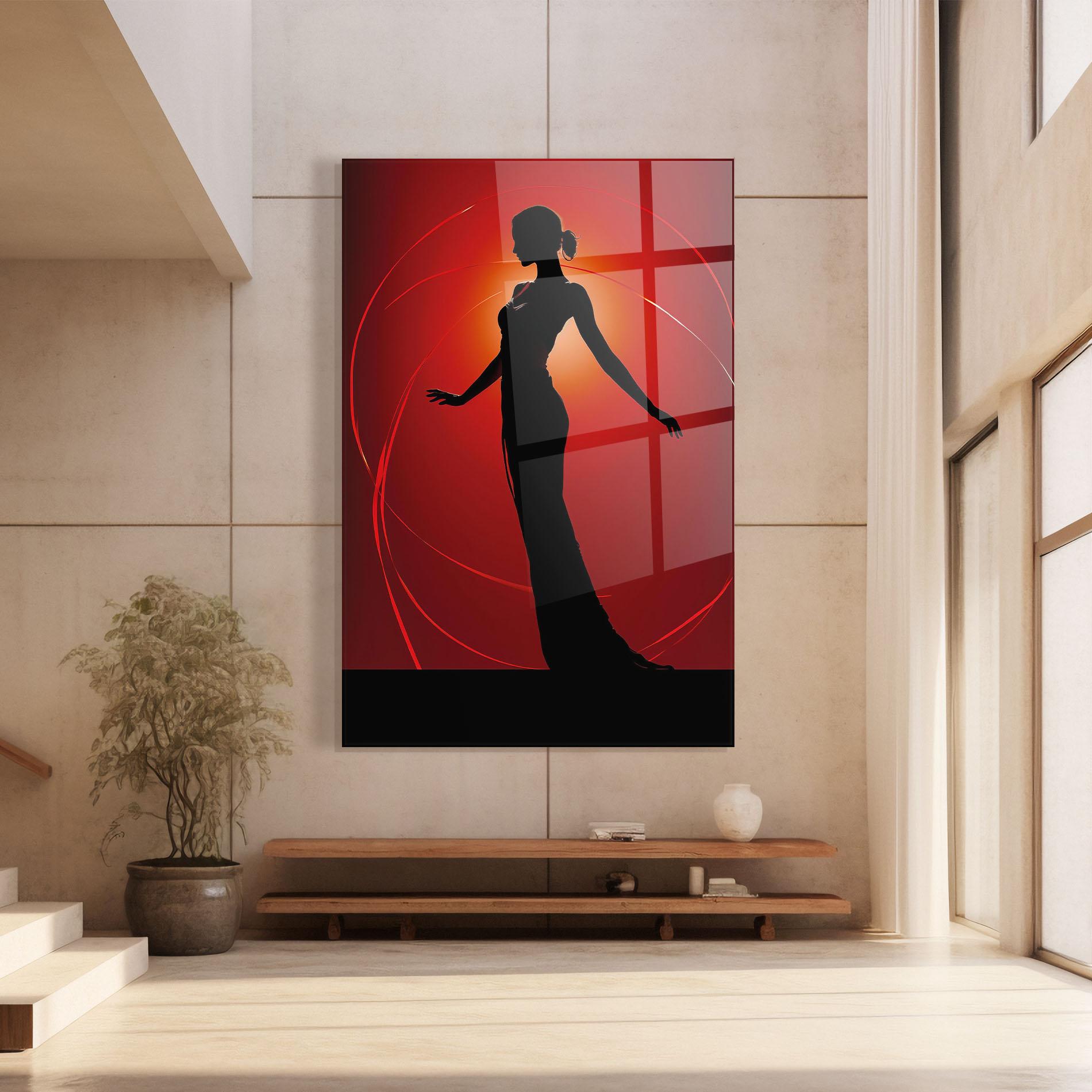 Üvegkép Red Background Girl mockup 8