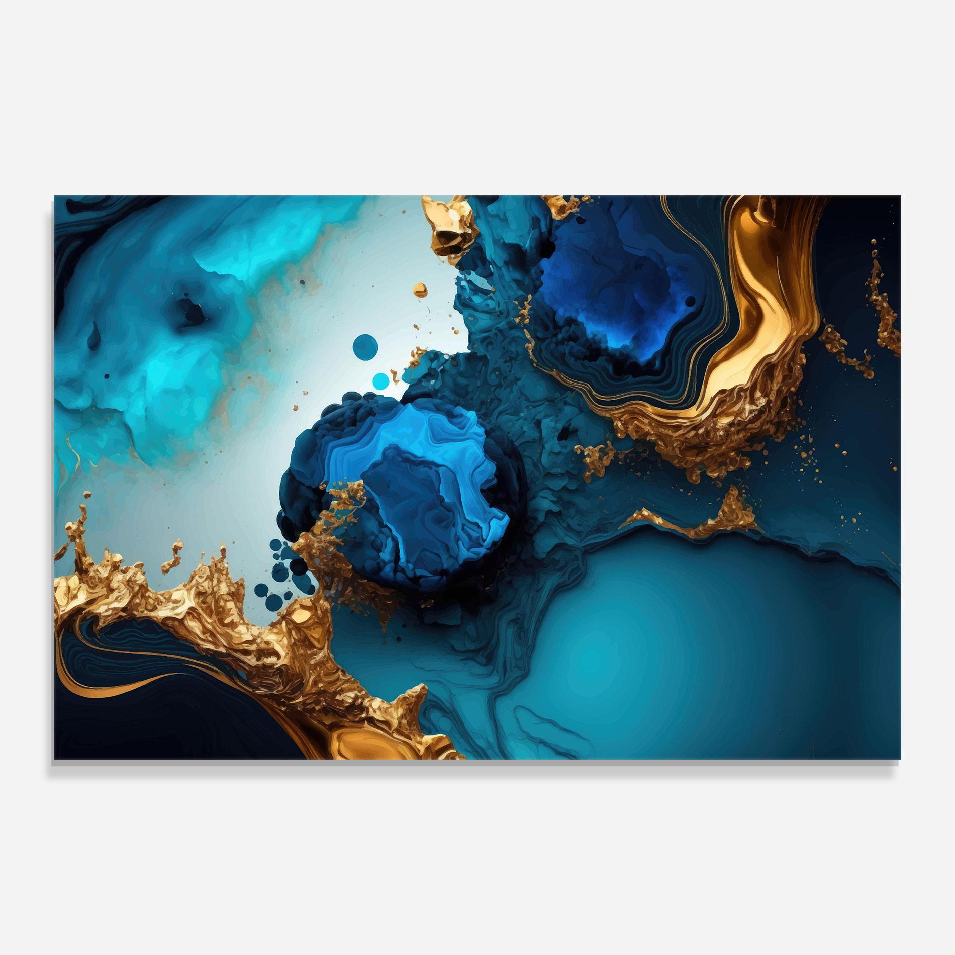 Üvegkép Blue Gold Wave mockup 0